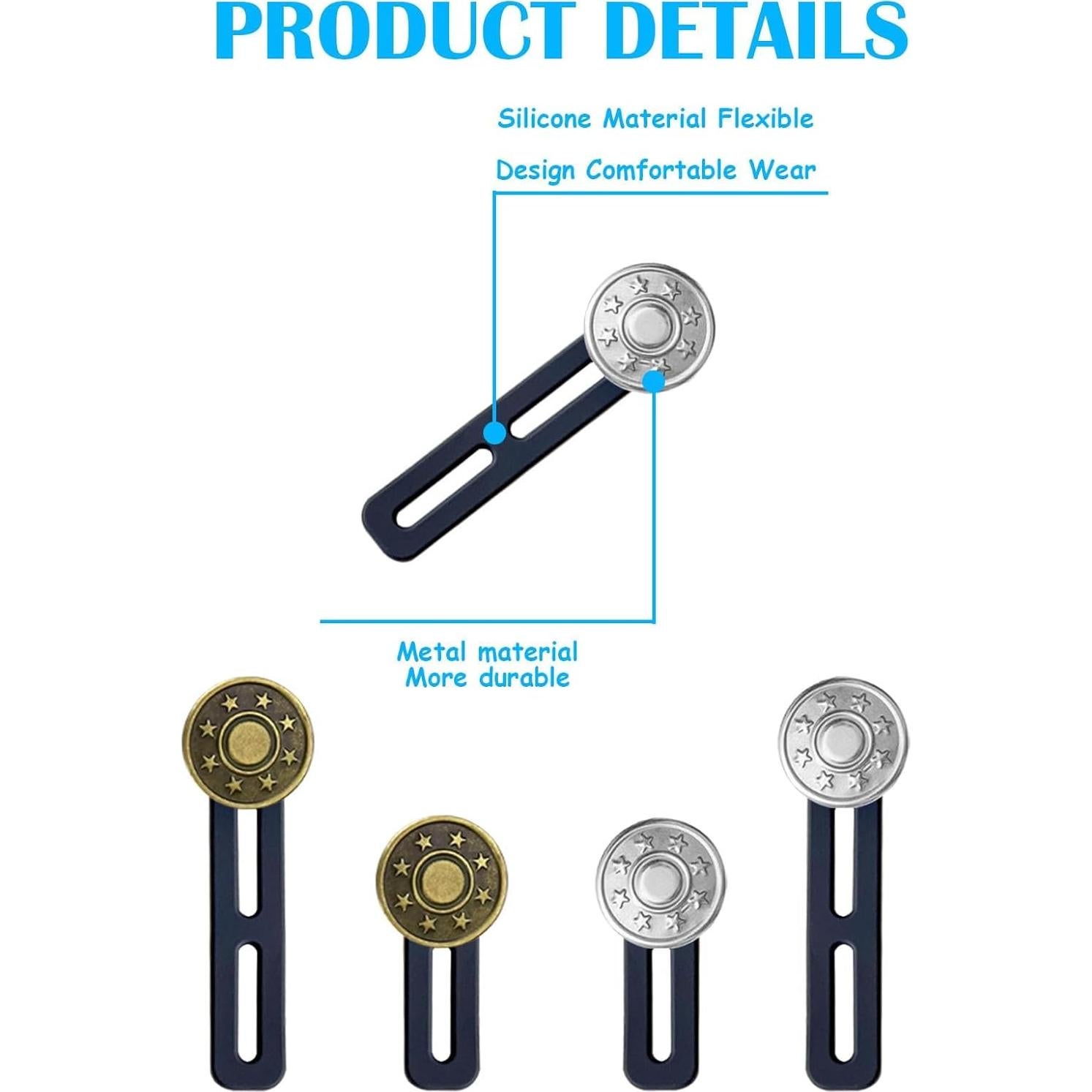 Extensores de Cintura para Pantalones Keepsweat 8 Piezas Ajustables