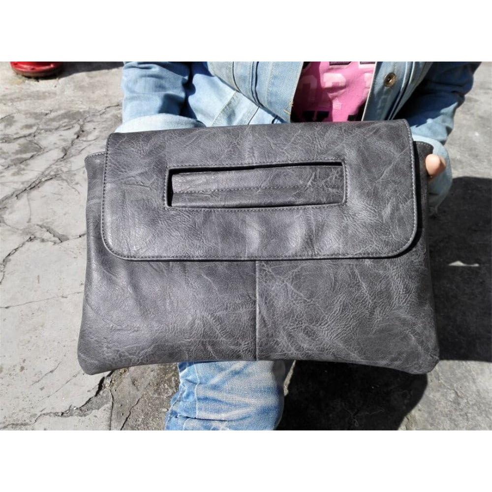 Bolso Clutch de Cuero PU para Mujer - Alta Capacidad Negro