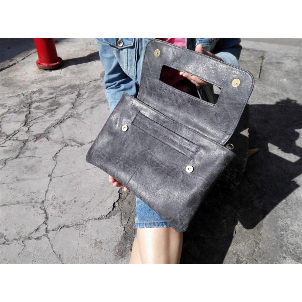 Bolso Clutch de Cuero PU para Mujer - Alta Capacidad Negro