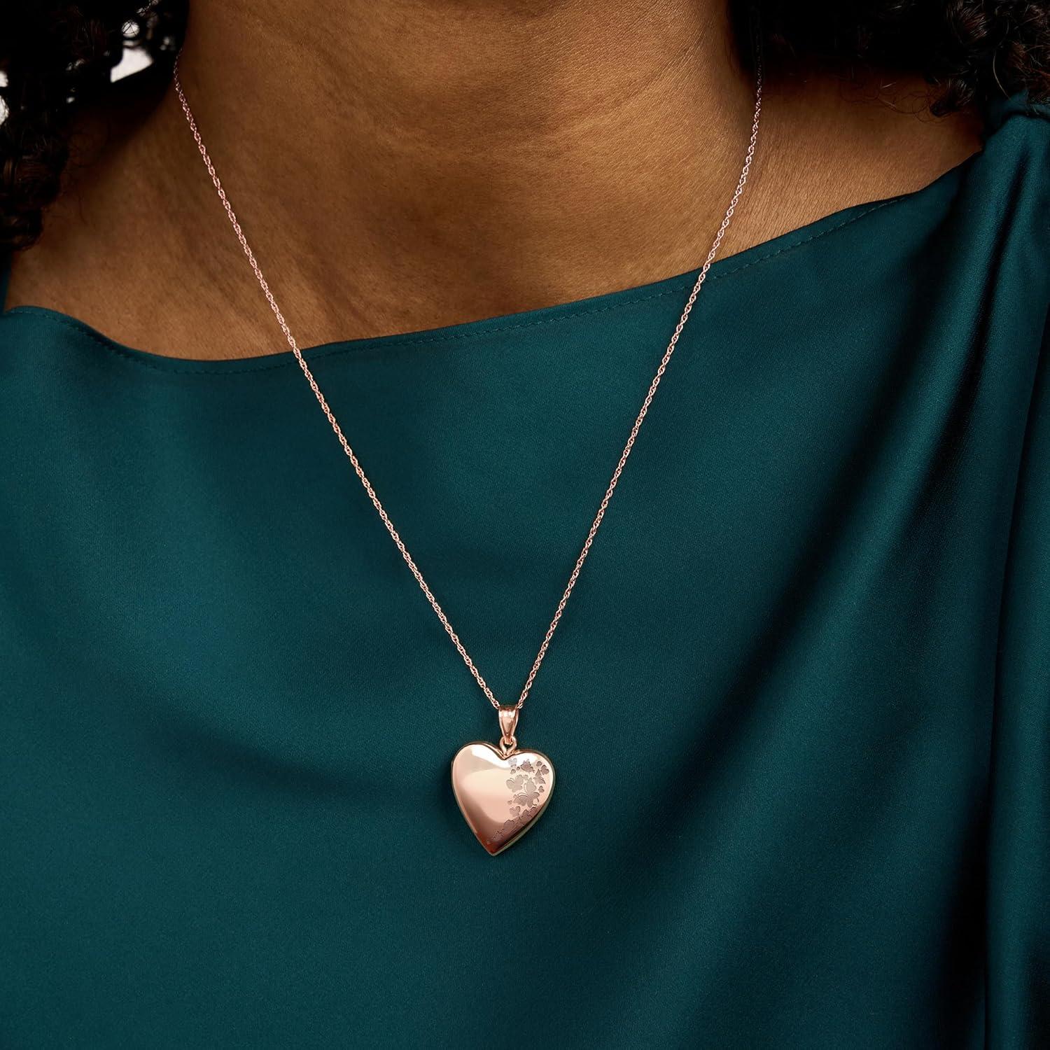 Collar Locket Corazón Personalizado Oro Rosa 1 Foto 1.9 cm