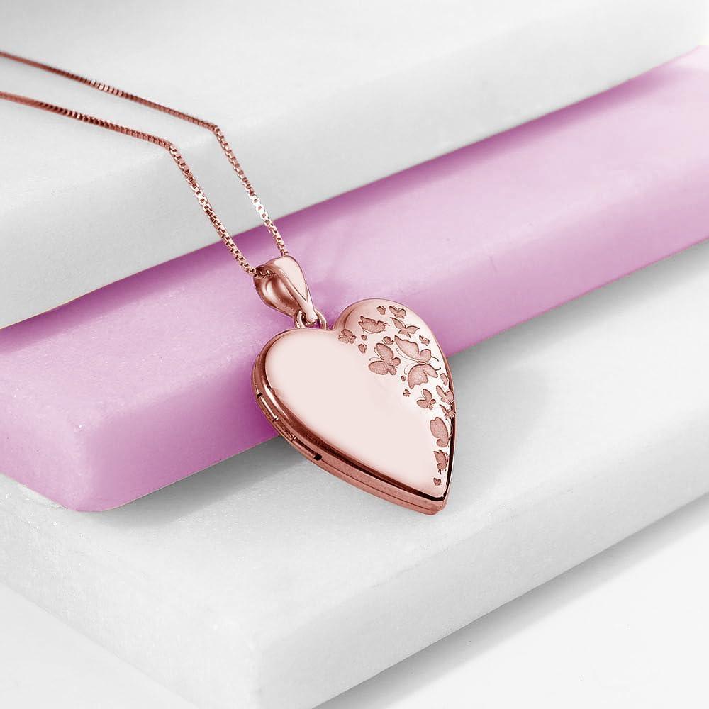 Collar Locket Corazón Personalizado Oro Rosa 1 Foto 1.9 cm