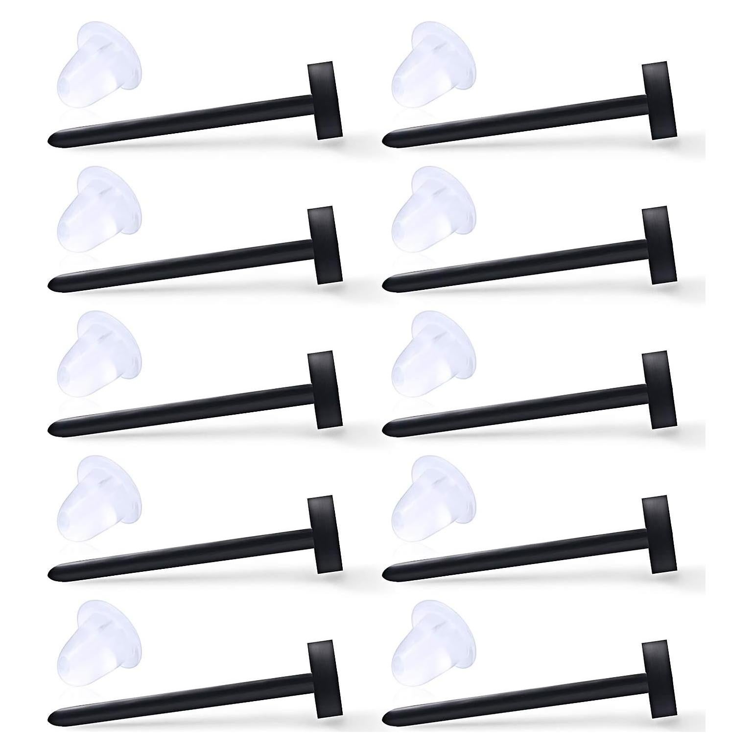 Pendientes de Acrílico Bioflex Ruifan 10PCS 20G Negro Plano