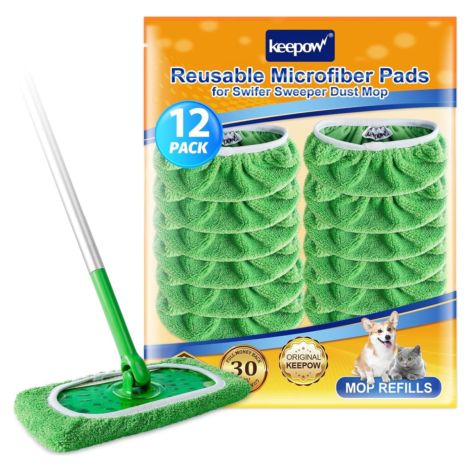 Paños Húmedos Reutilizables KEEPOW para Trapeador Swiffer - 12 Unidades