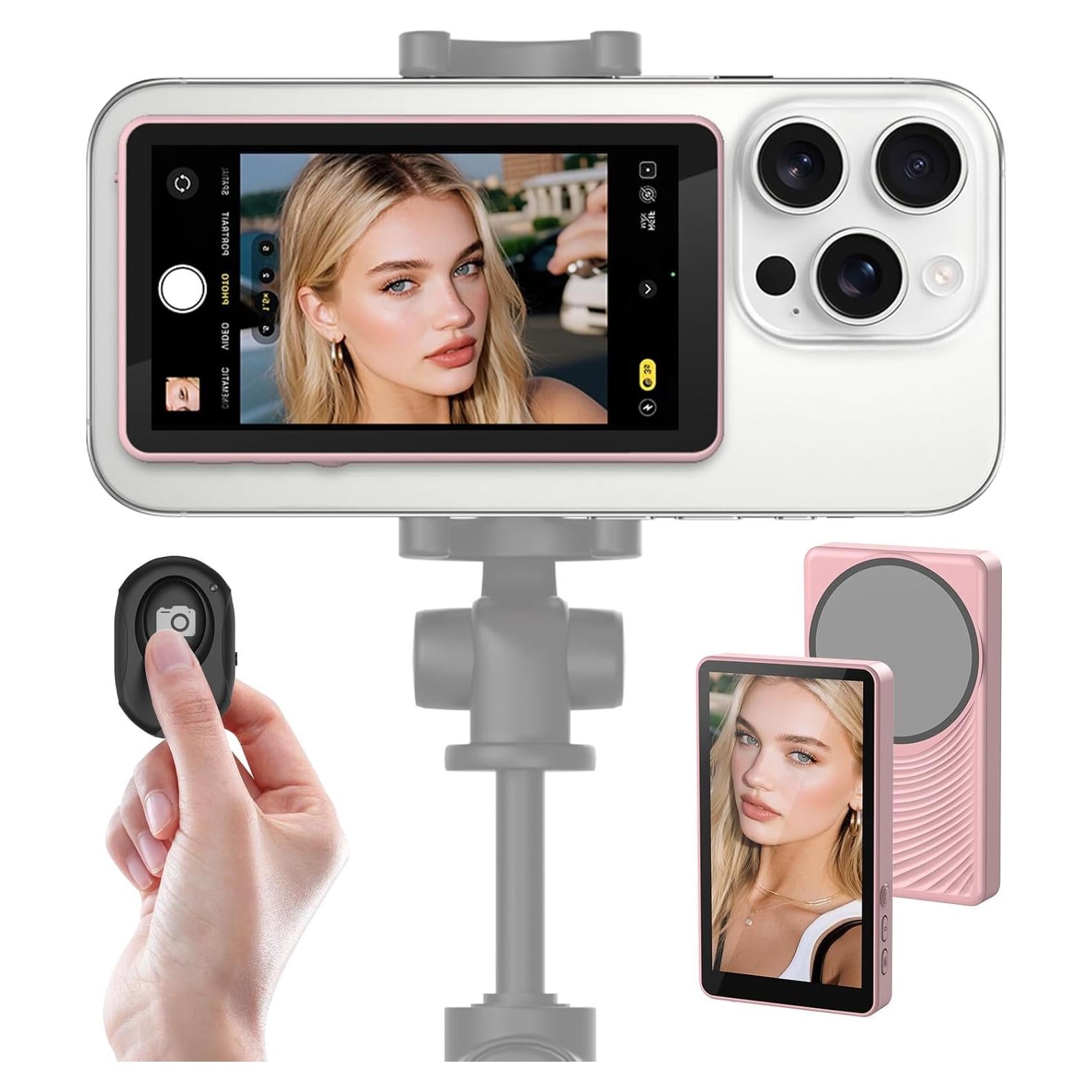 Monitor Vlog Inalámbrico Henrety Rosa, Control Remoto Bluetooth