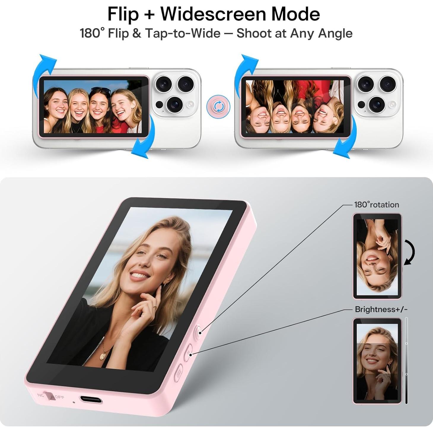 Monitor Vlog Inalámbrico Henrety Rosa, Control Remoto Bluetooth