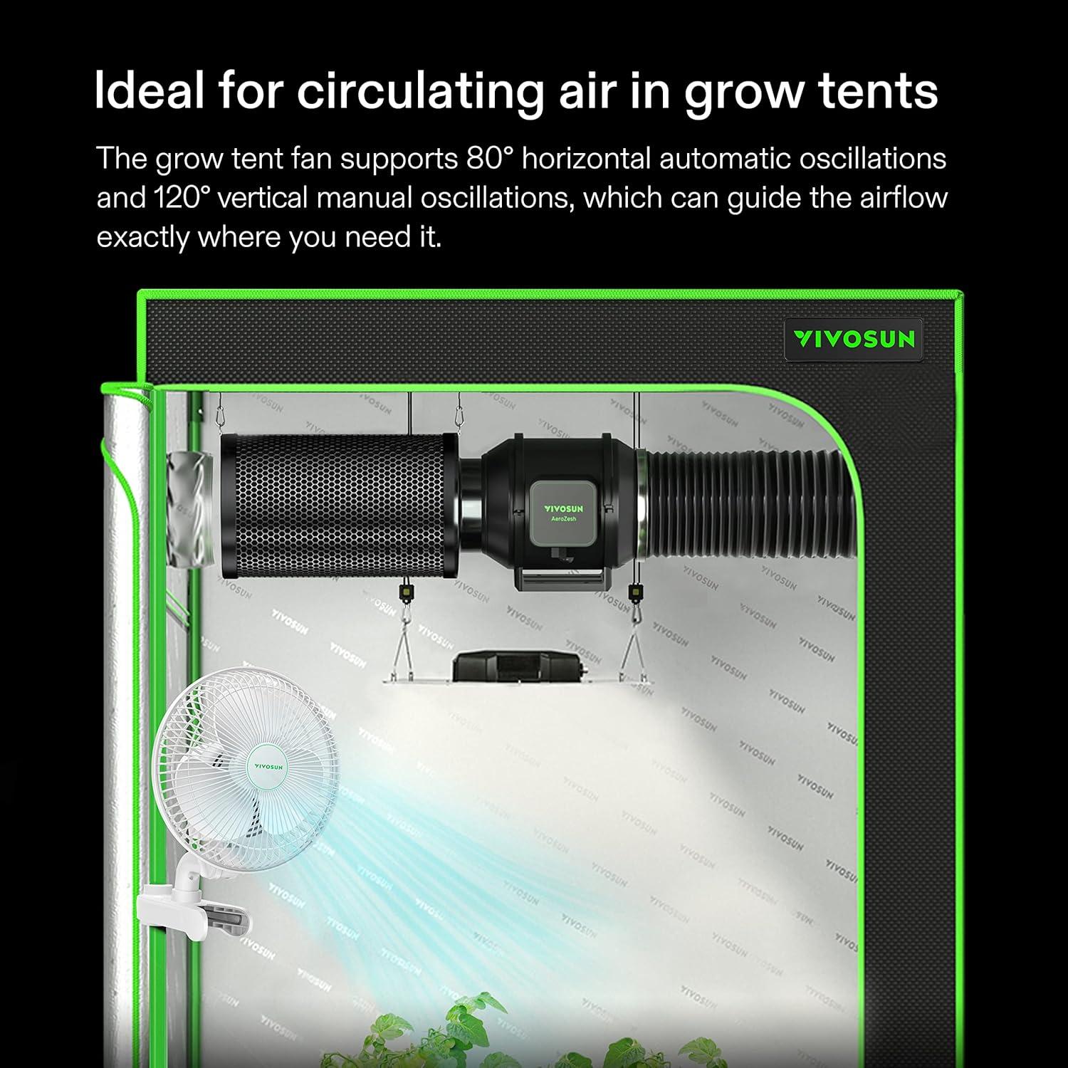 Ventilador Oscilante VIVOSUN 15 cm 2 Velocidades Blanco