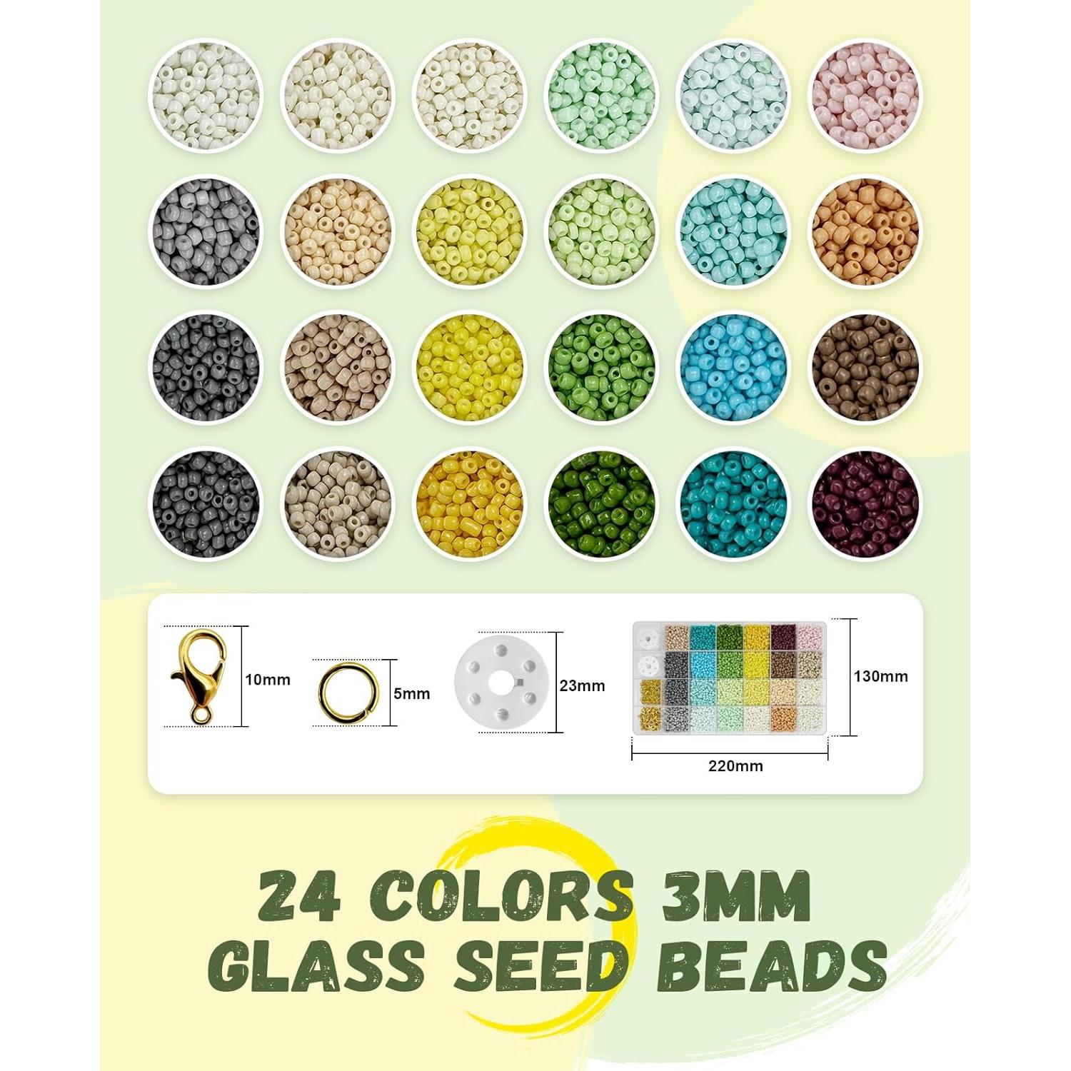Kit de cuentas de vidrio 3 mm ClaBead 10000 piezas 24 colores