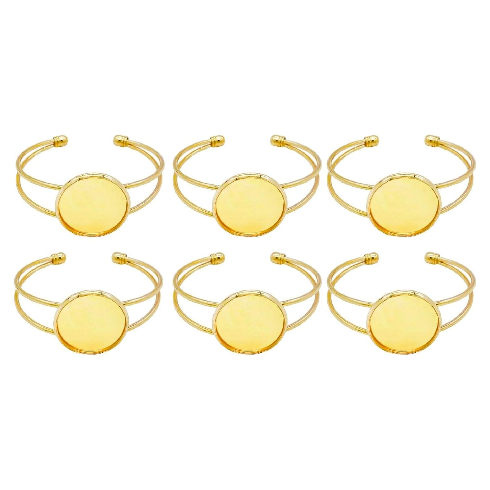 Bandeja de Cabochón Ajustable MIAO JIN 25 mm 6 Pcs Dorado