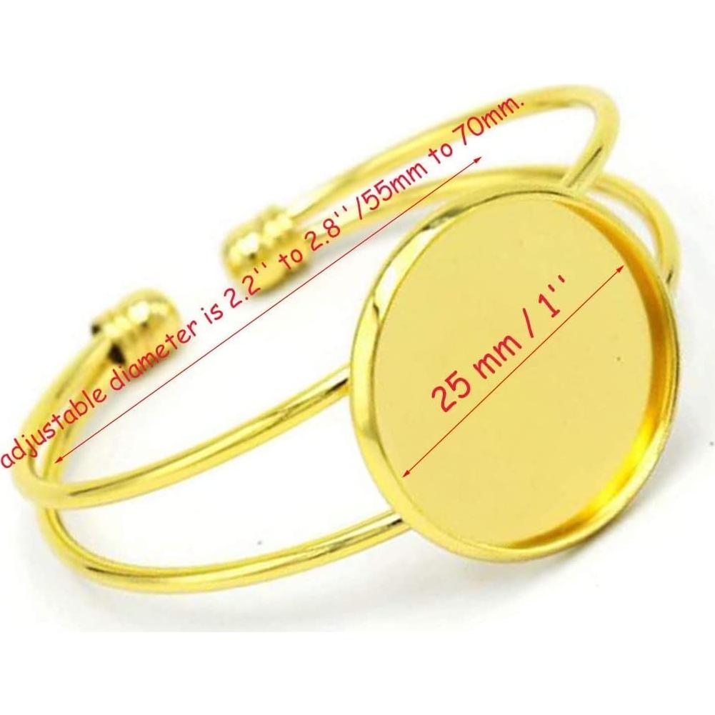 Bandeja de Cabochón Ajustable MIAO JIN 25 mm 6 Pcs Dorado