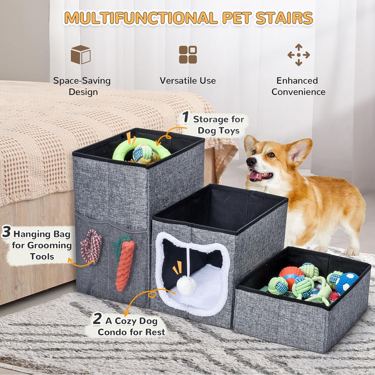 Escaleras para Perros Bilibara 3 Pasos Plegables con Almacenamiento