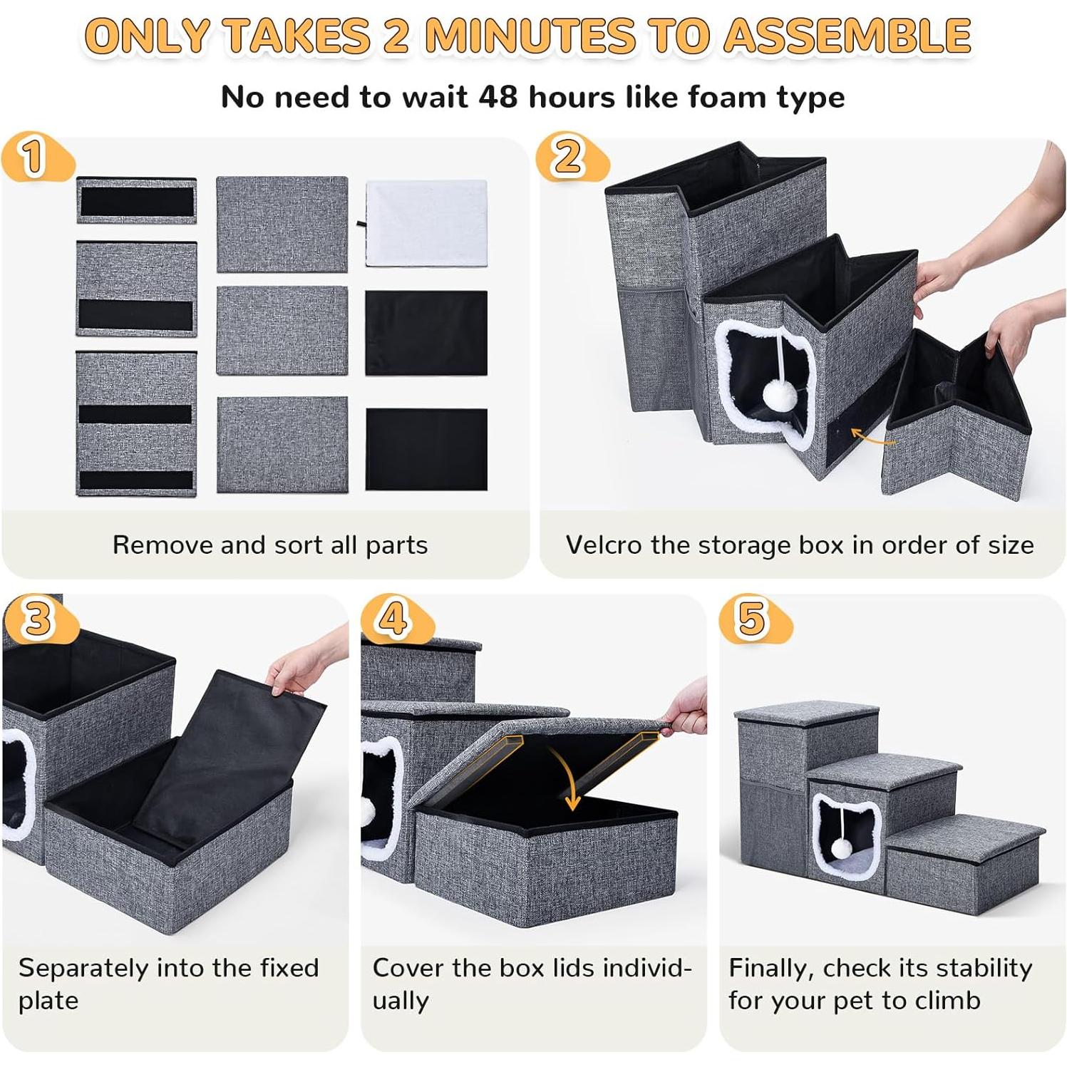 Escaleras para Perros Bilibara 3 Pasos Plegables con Almacenamiento