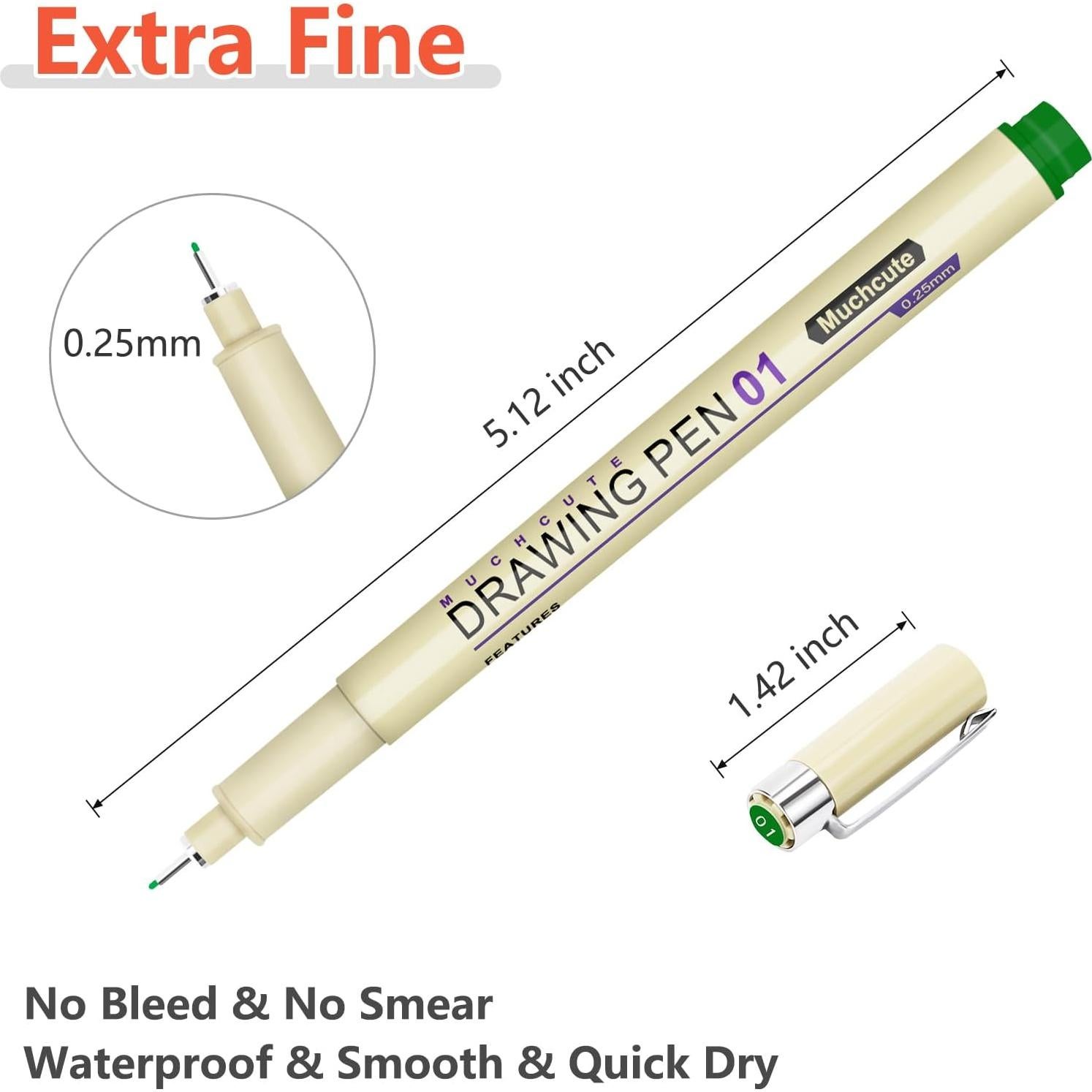 Bolígrafos Artísticos Muchcute 12 Colores 0.25mm Punta Fina