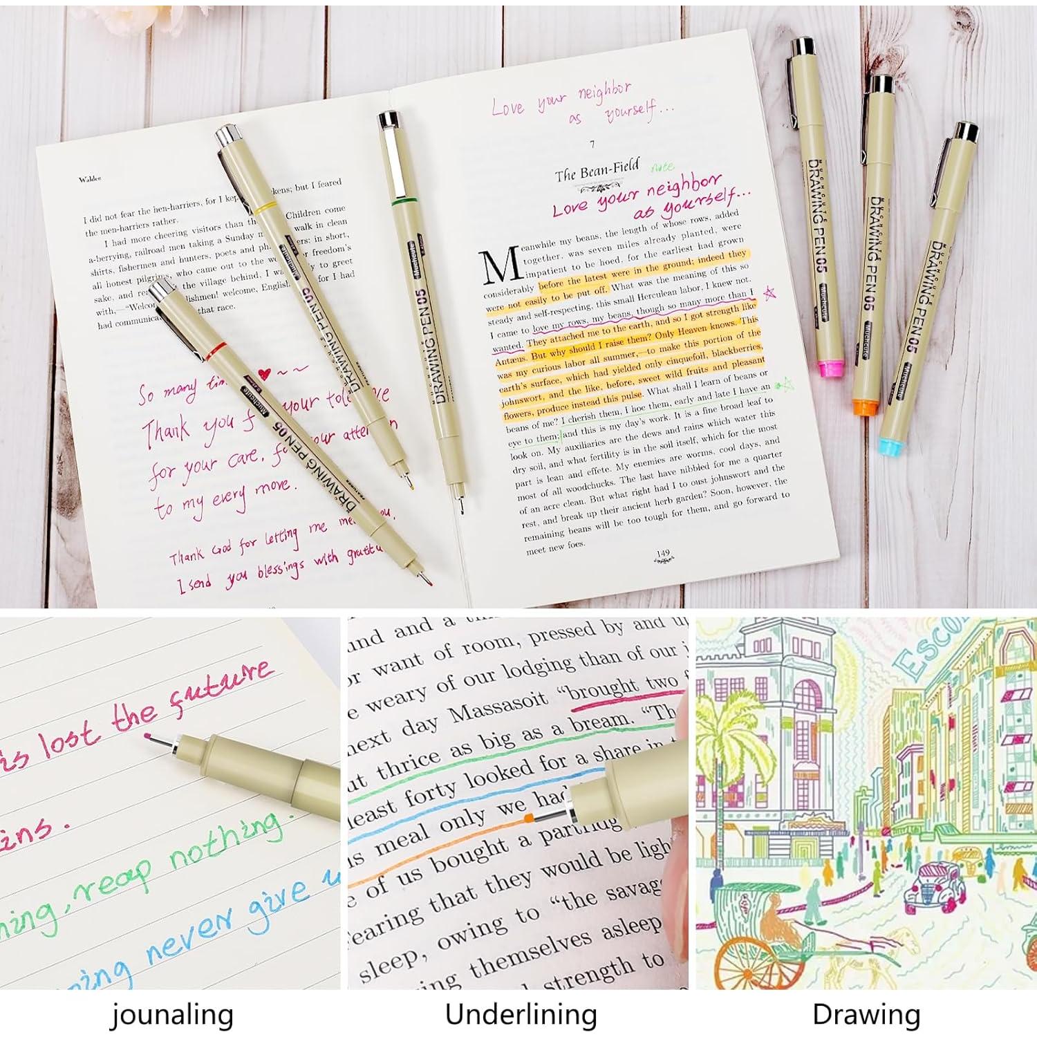 Bolígrafos Artísticos Muchcute 12 Colores 0.25mm Punta Fina