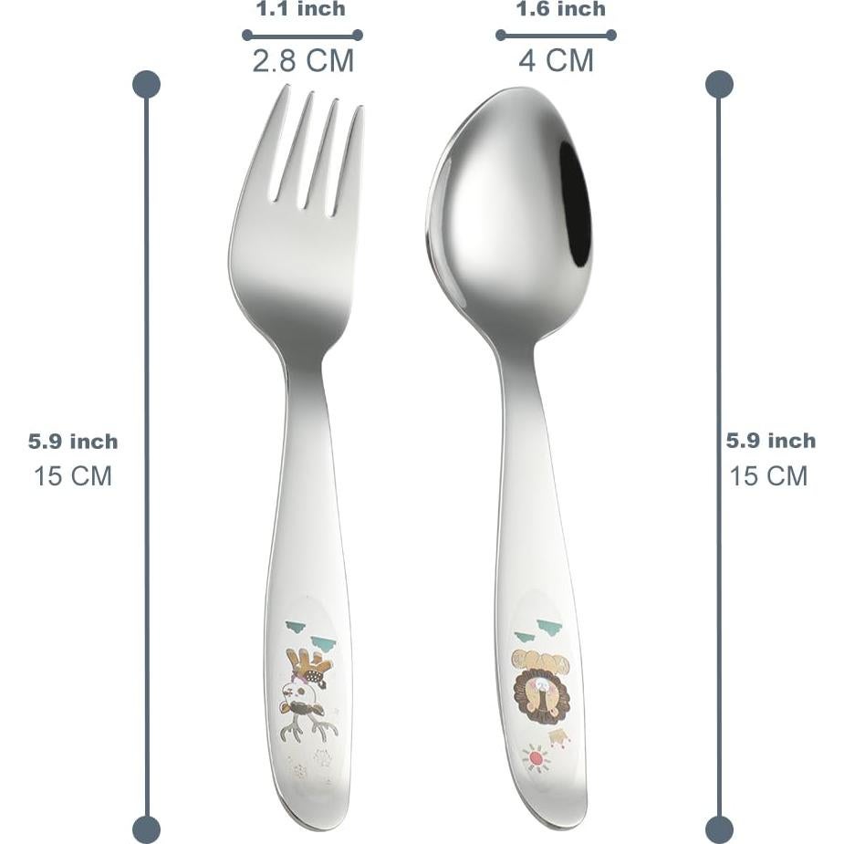 Juego de Utensilios para Niños FUNNUO 4 Piezas Acero Inoxidable