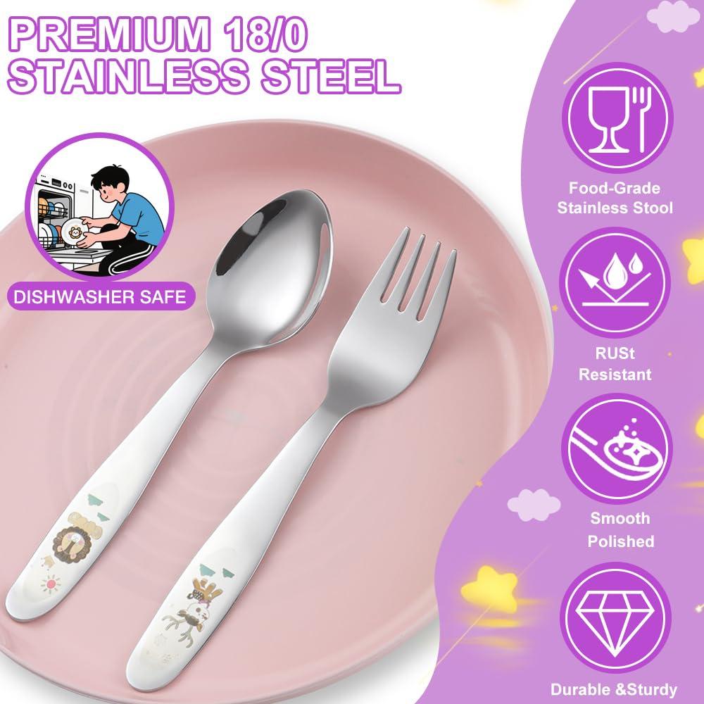 Juego de Utensilios para Niños FUNNUO 4 Piezas Acero Inoxidable