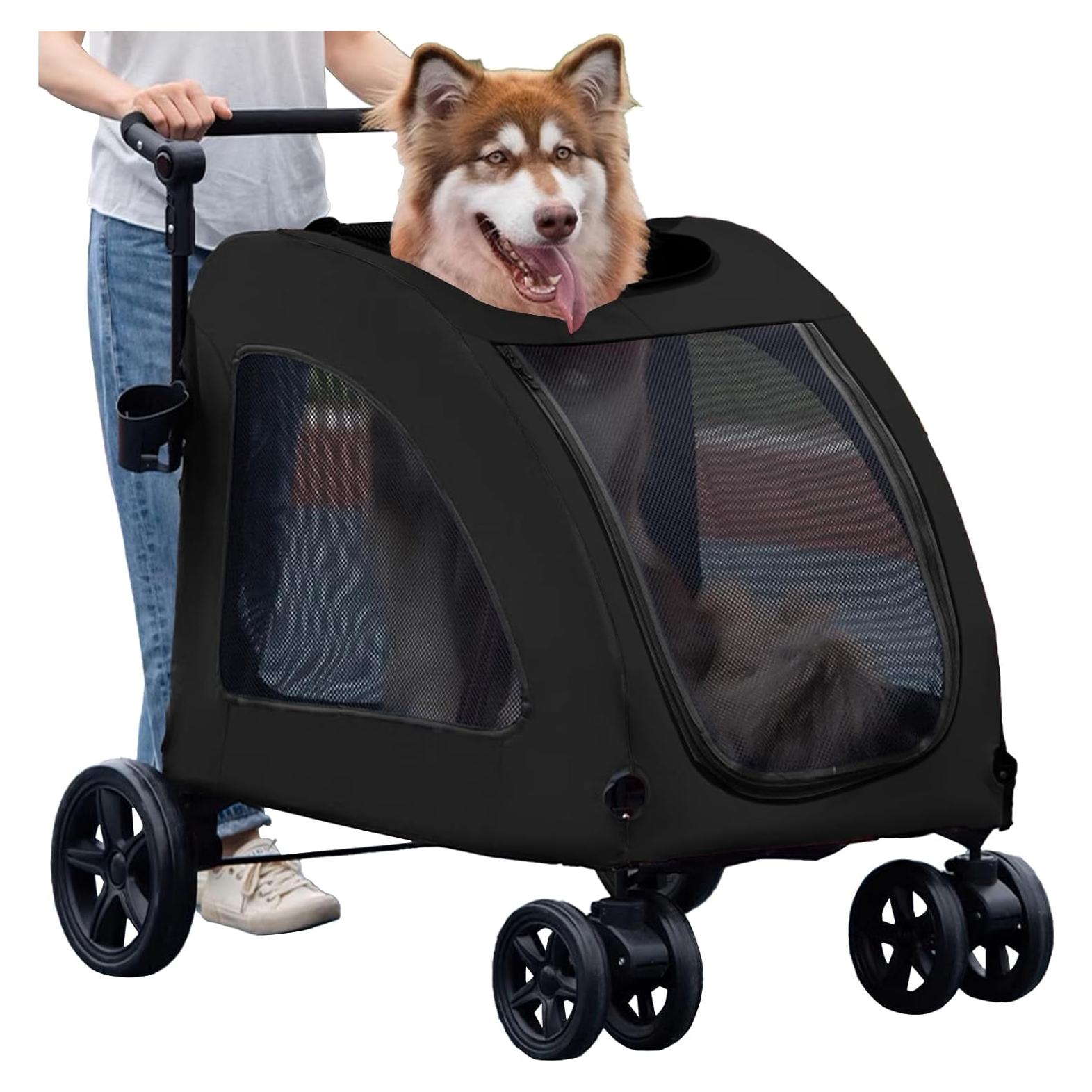 Carrito para Perros Grandes WODEGOU Plegable 68 kg Negro