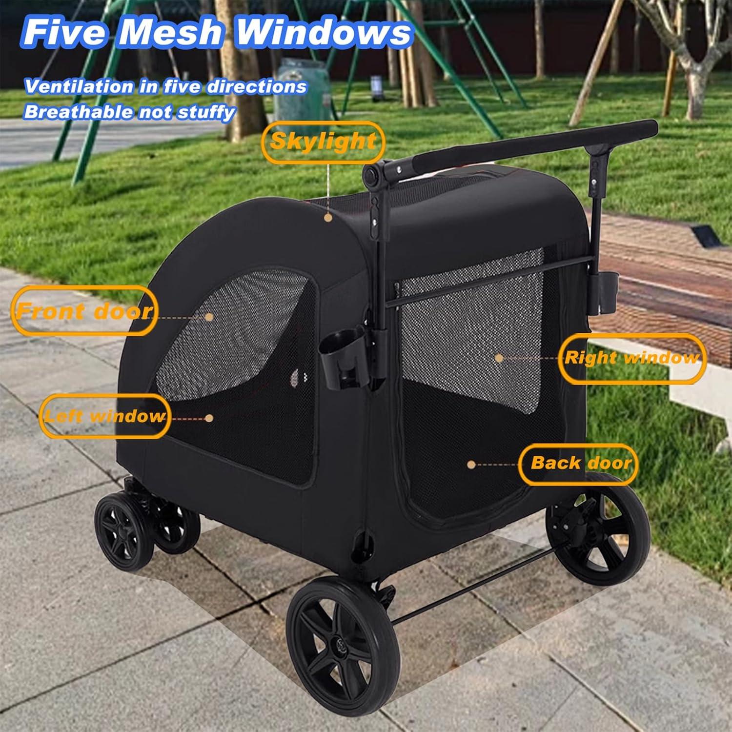 Carrito para Perros Grandes WODEGOU Plegable 68 kg Negro