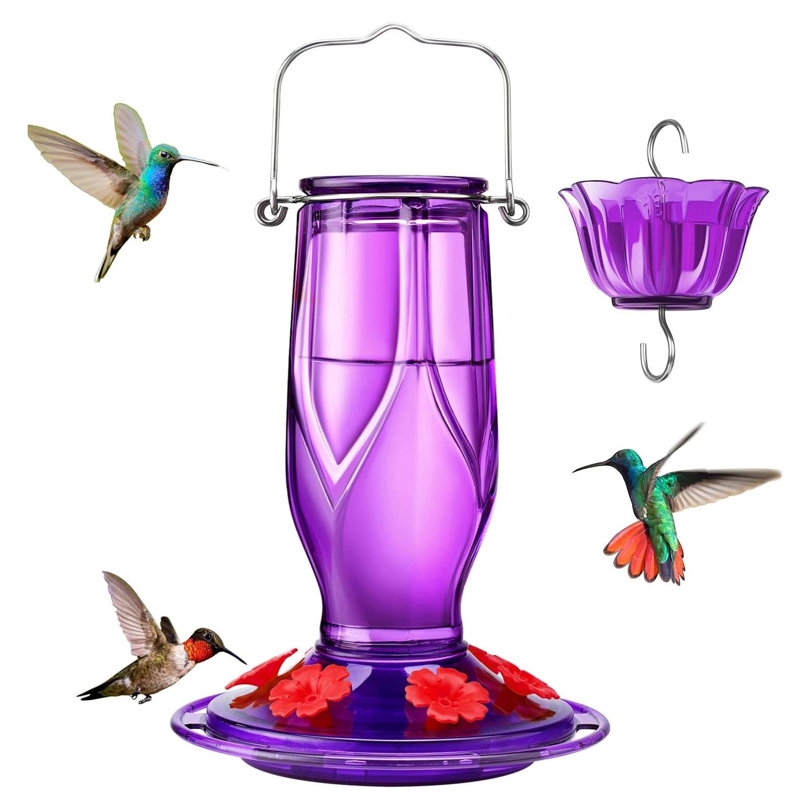 Alimentador de Colibrí de Vidrio Kingsyard 0.47L 6 Puertos Púrpura