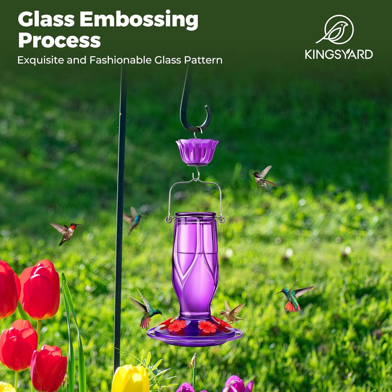 Alimentador de Colibrí de Vidrio Kingsyard 0.47L 6 Puertos Púrpura