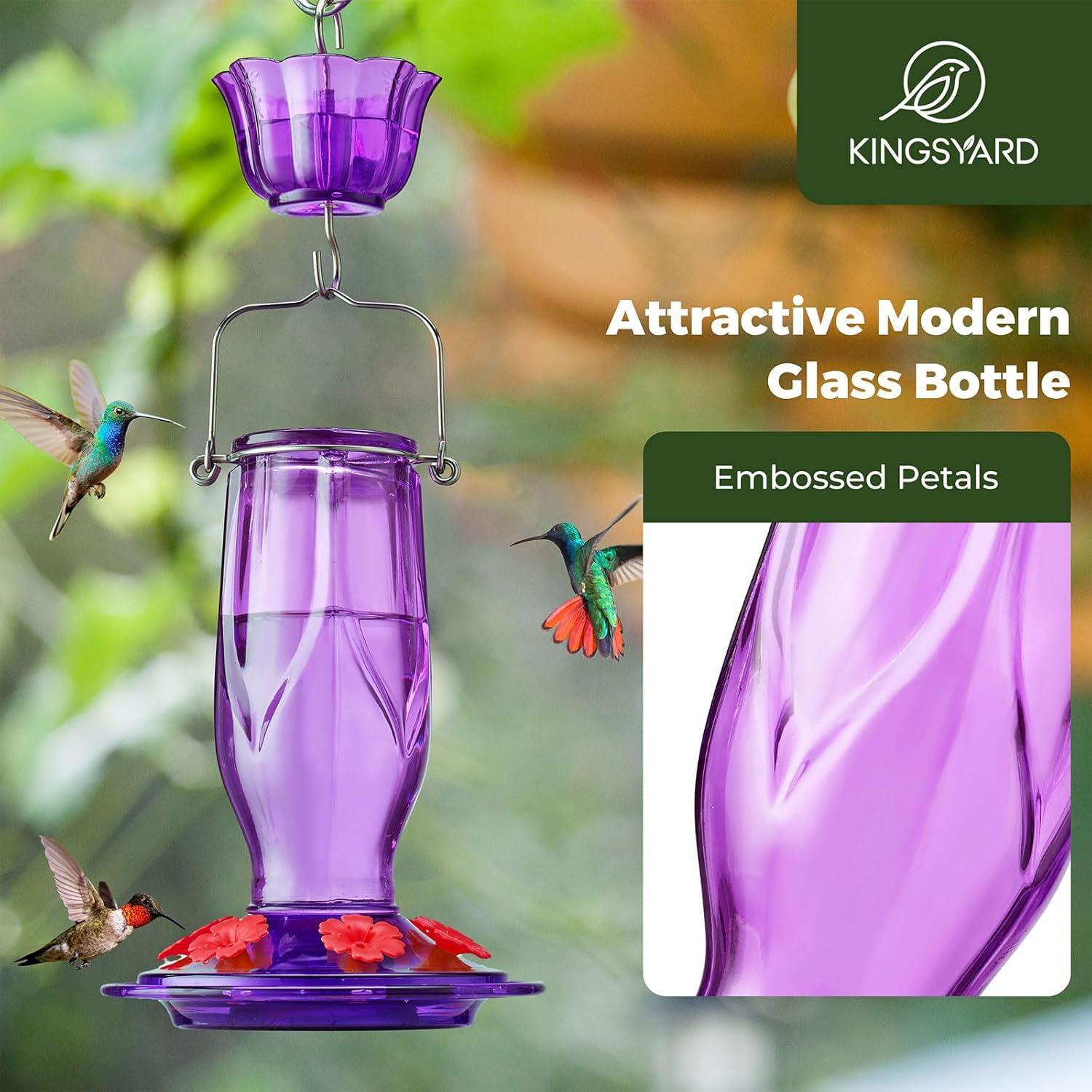 Alimentador de Colibrí de Vidrio Kingsyard 0.47L 6 Puertos Púrpura