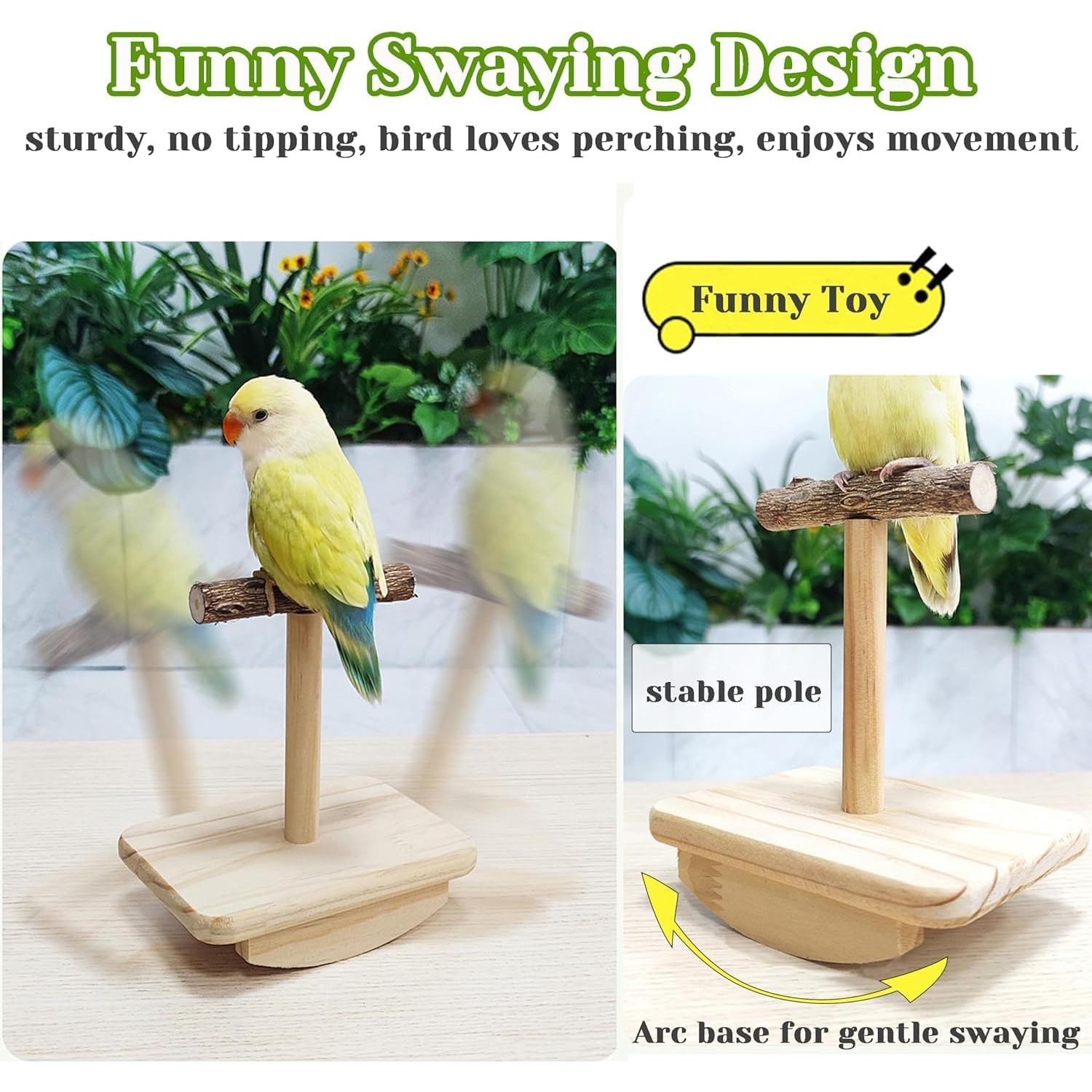 Soporte de Percha para Aves Jevnd de Madera Natural Pequeño
