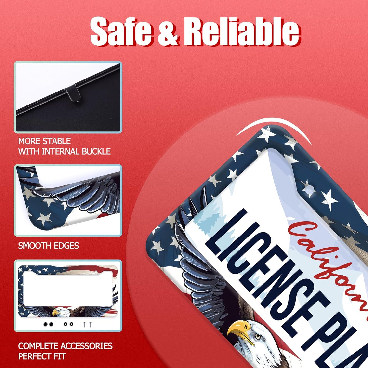 Marco de Placa de Licencia LOISTAVA 2Pcs Águila Americana 31.2x16cm