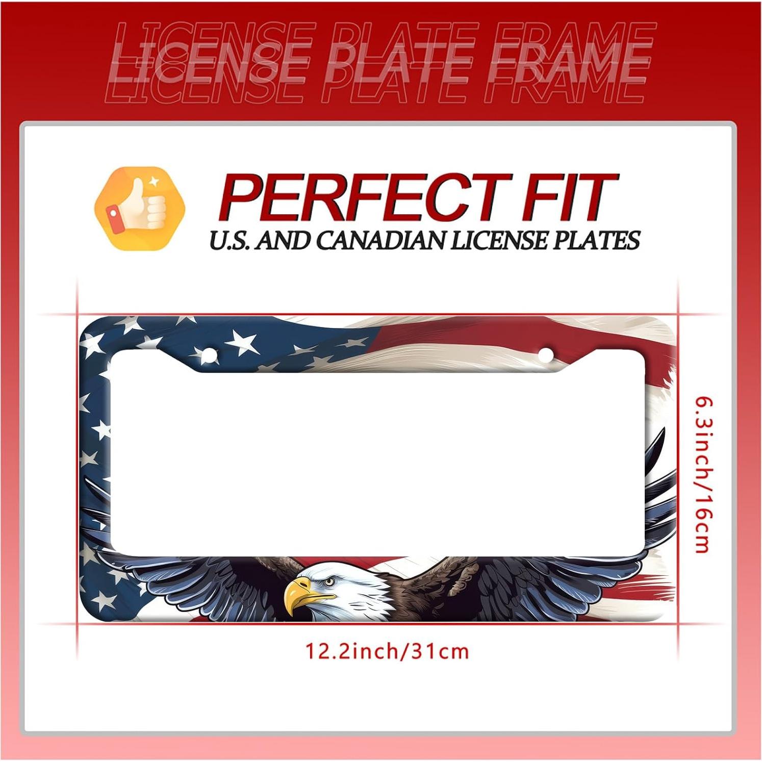 Marco de Placa de Licencia LOISTAVA 2Pcs Águila Americana 31.2x16cm