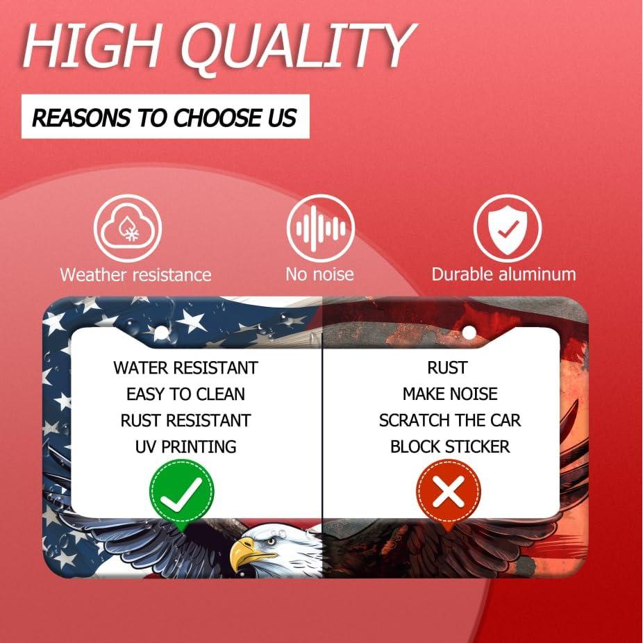 Marco de Placa de Licencia LOISTAVA 2Pcs Águila Americana 31.2x16cm