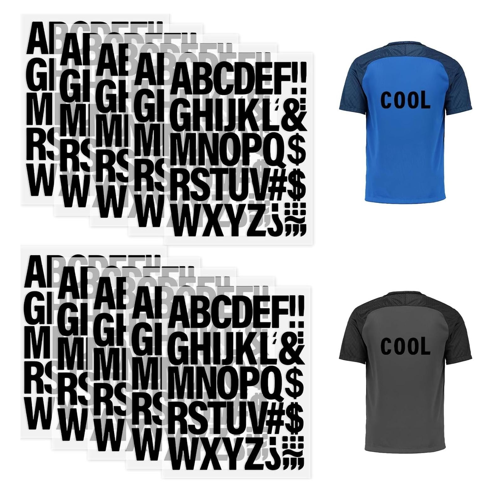 470 Letras Termoadhesivas Negras KQNBI - 10 Hojas 5 cm