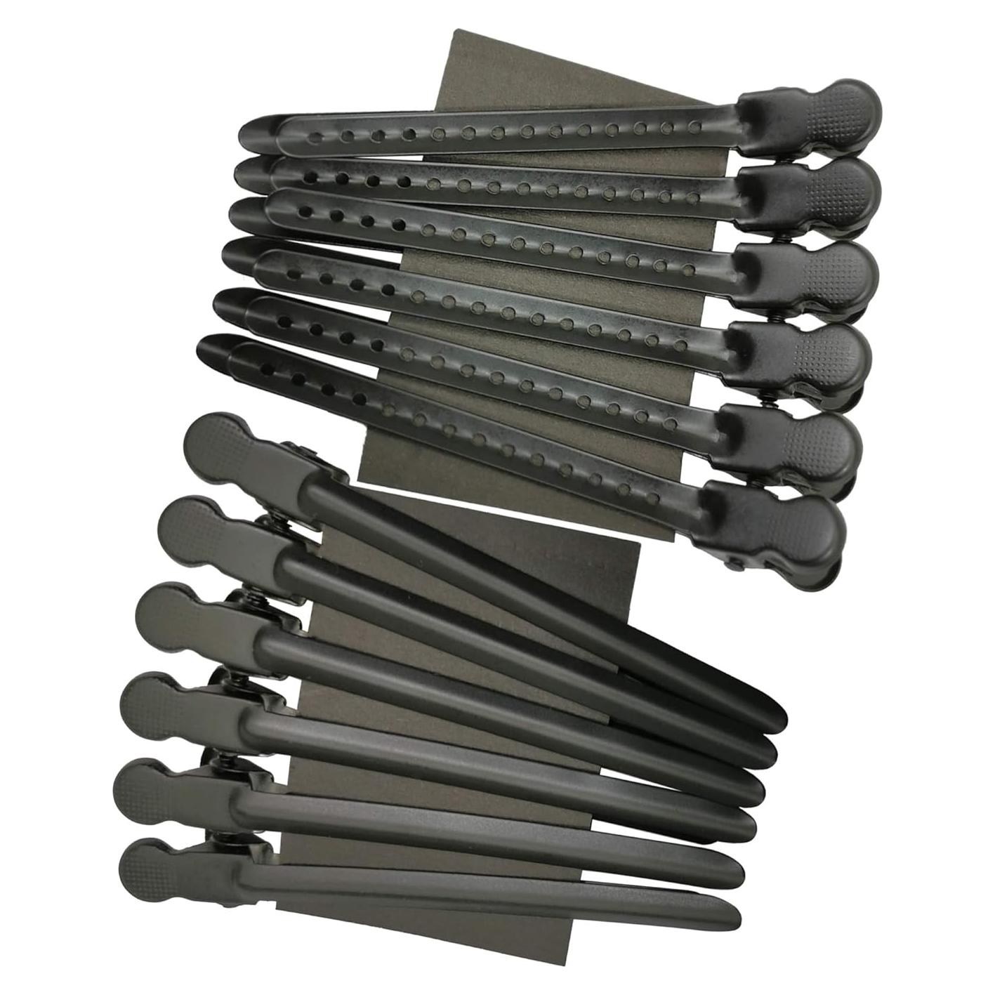 12 Clips de Pato de Metal Niquelado para Cabello Negro