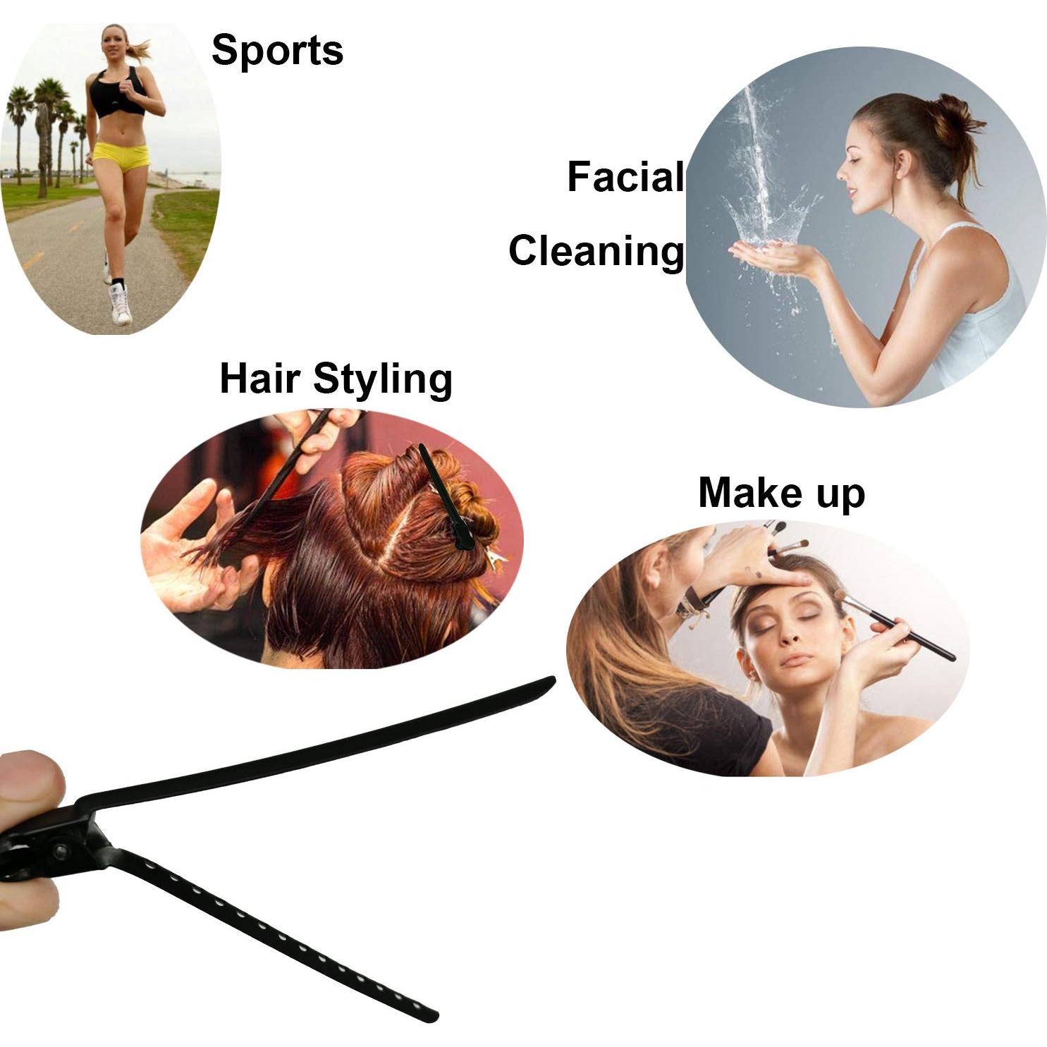 12 Clips de Pato de Metal Niquelado para Cabello Negro