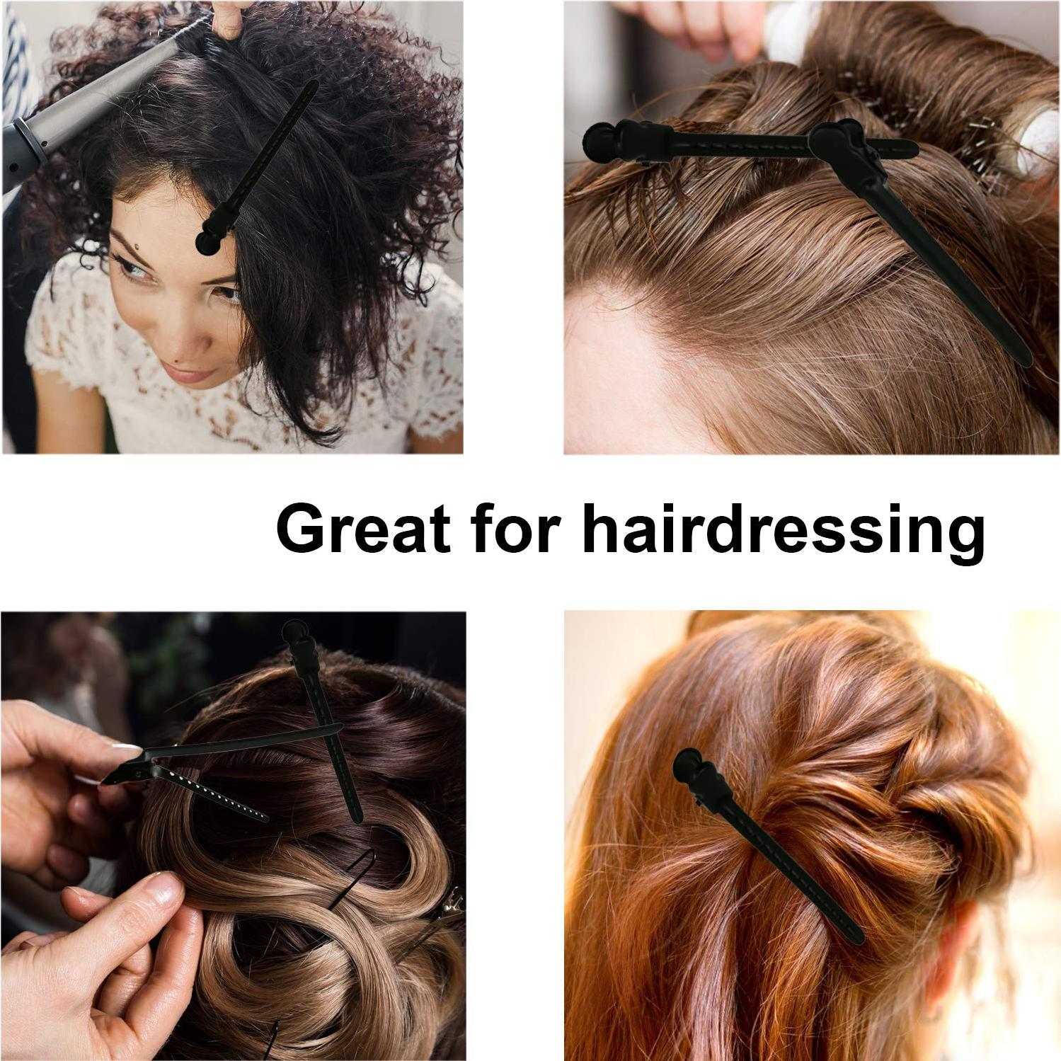 12 Clips de Pato de Metal Niquelado para Cabello Negro