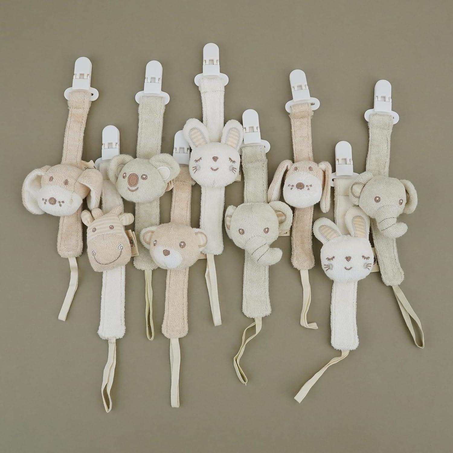 Clip de Chupete COTTONBEBE Unisex Elefante y Oso - 2 Piezas