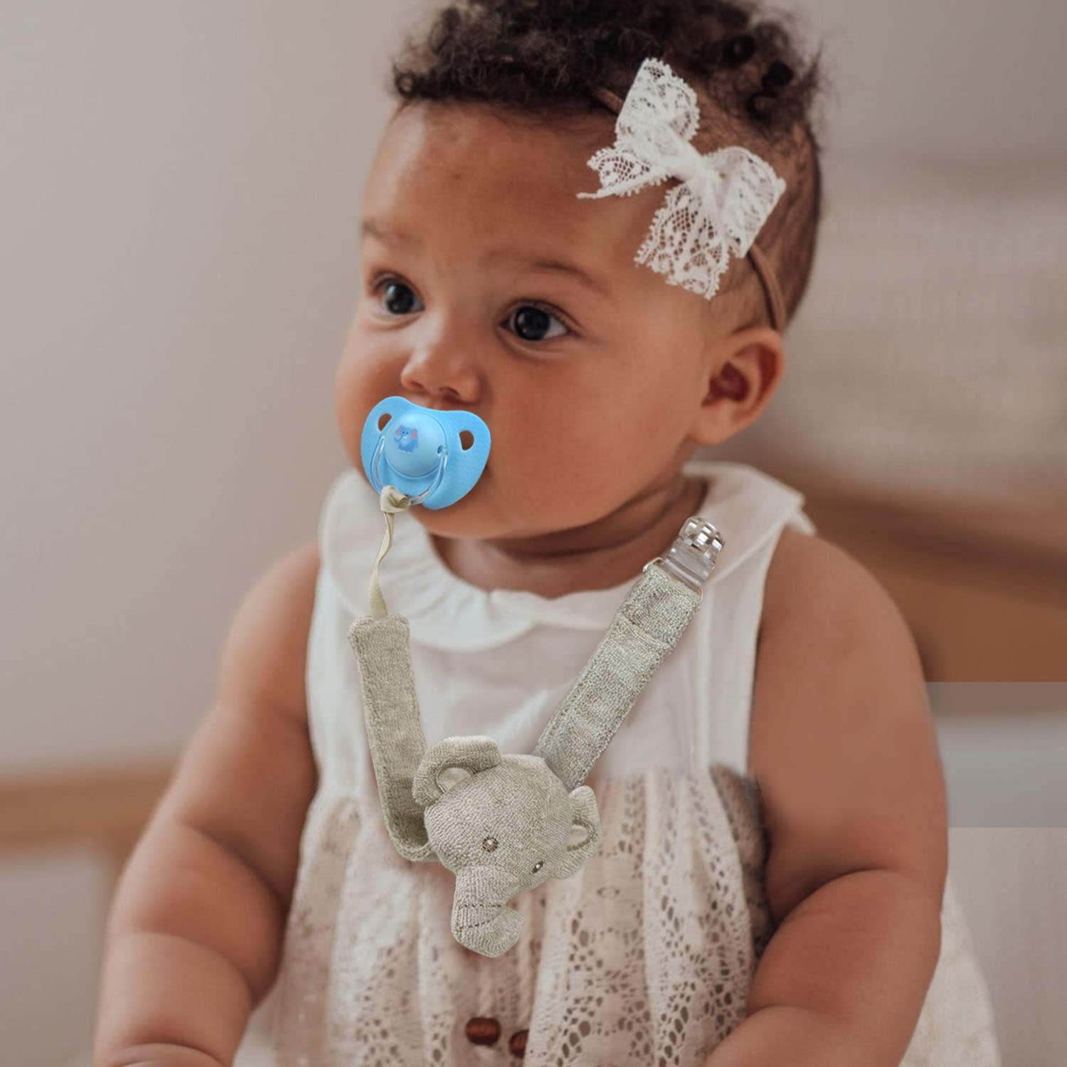 Clip de Chupete COTTONBEBE Unisex Elefante y Oso - 2 Piezas