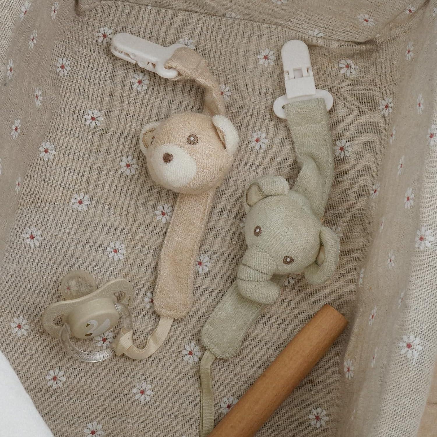 Clip de Chupete COTTONBEBE Unisex Elefante y Oso - 2 Piezas