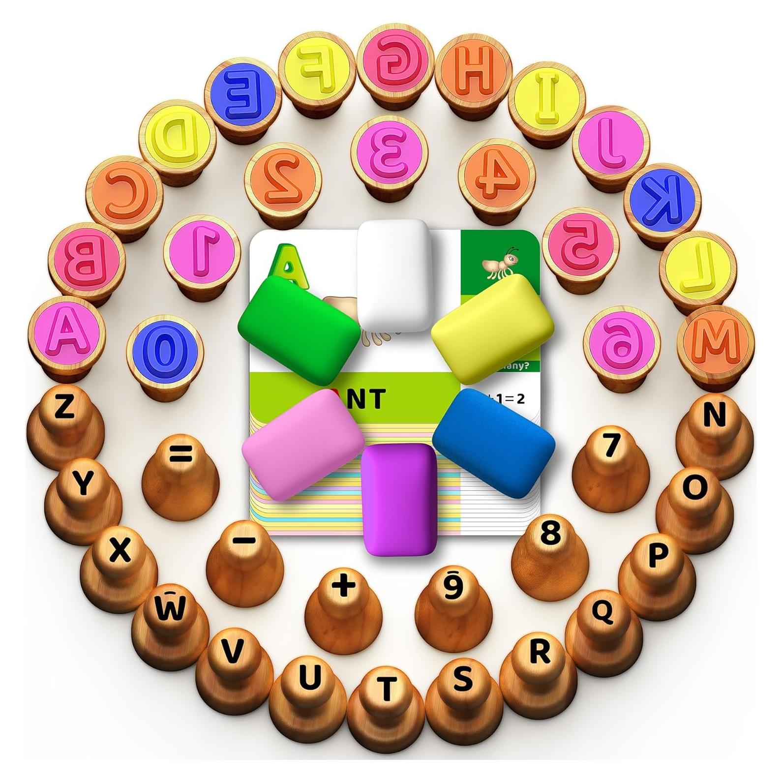 Juego de Sellos de Alfabeto y Números de Madera Flycoost