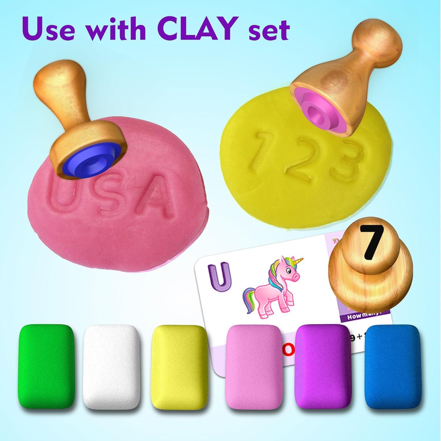 Juego de Sellos de Alfabeto y Números de Madera Flycoost