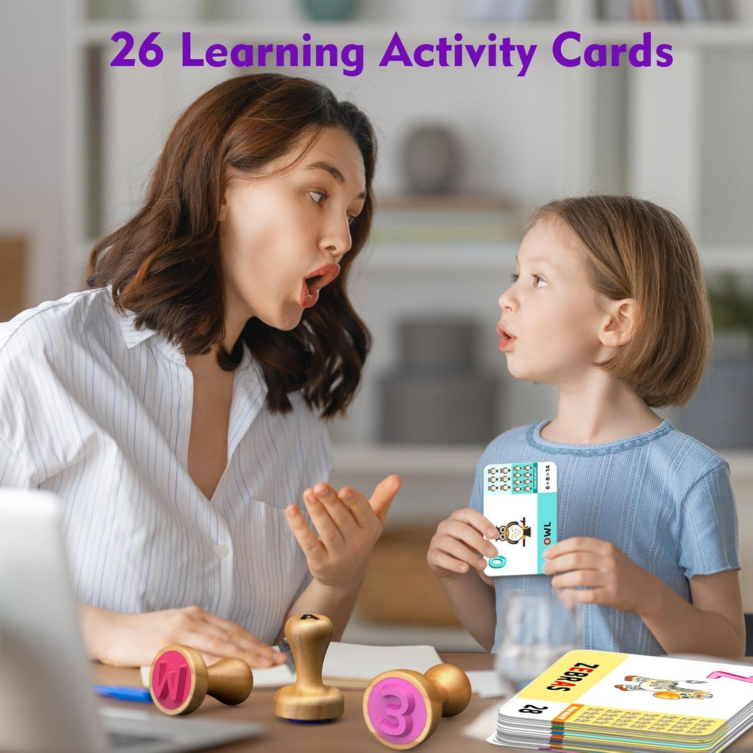 Juego de Sellos de Alfabeto y Números de Madera Flycoost