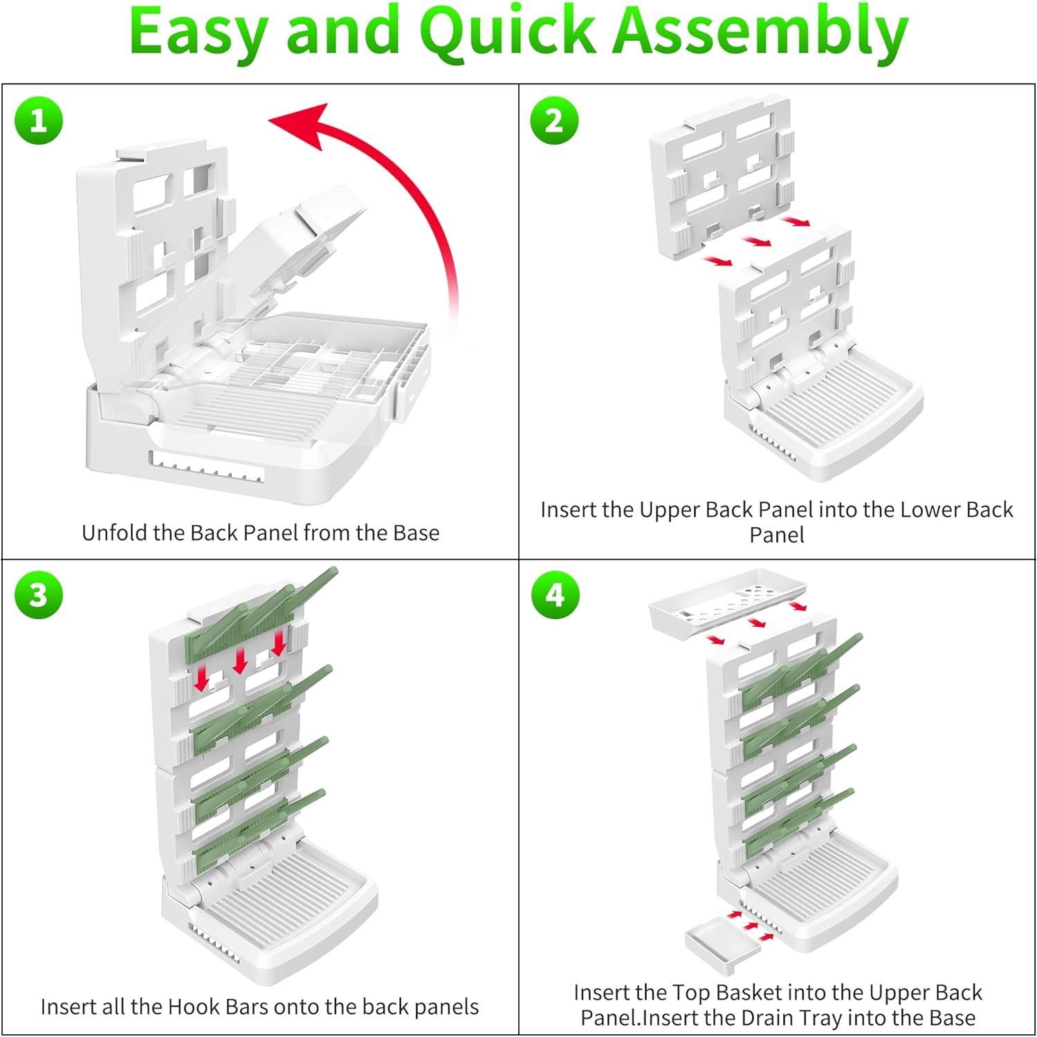 Secador de Botellas para Bebés CINWWNI Blanco y Verde 12 Botellas