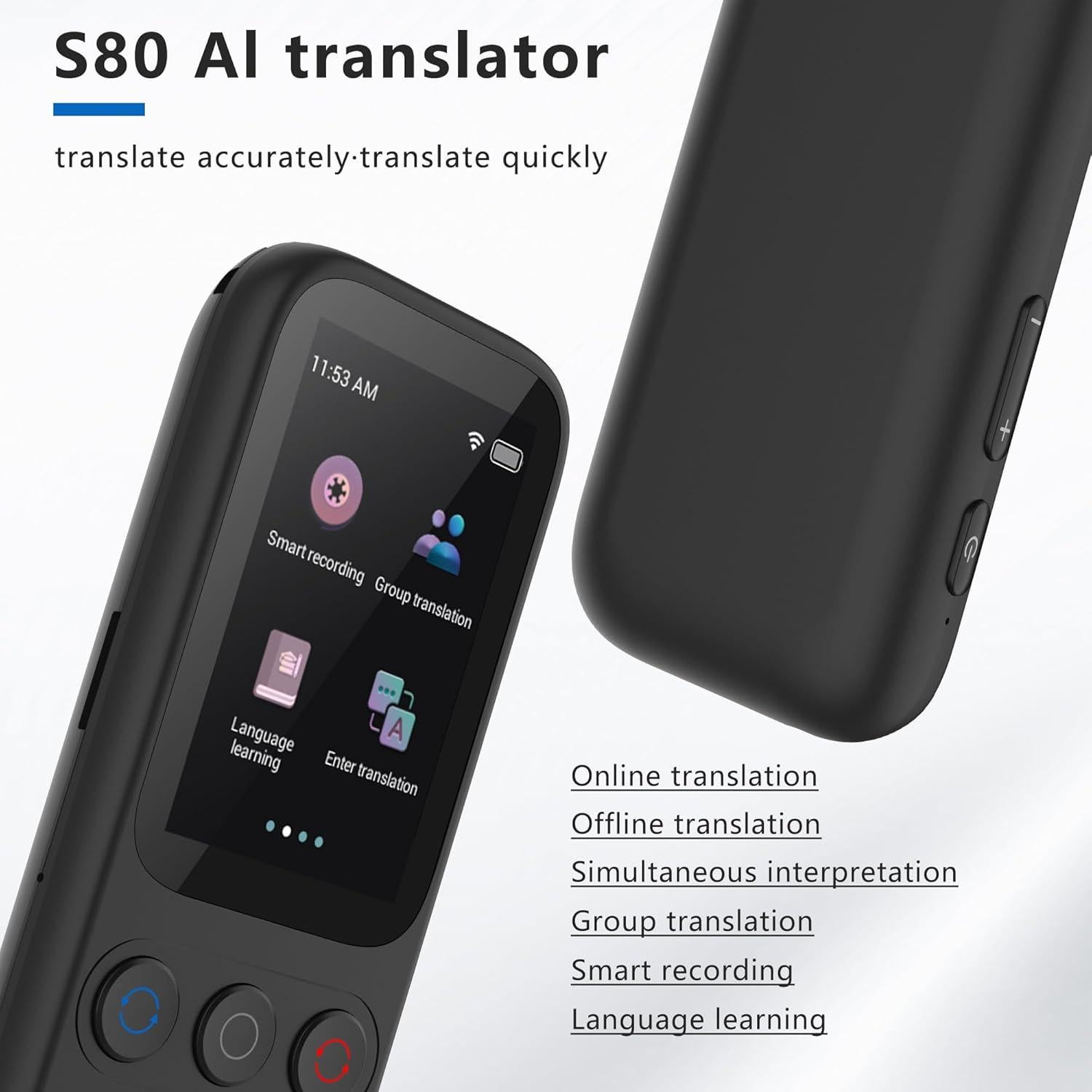 Language Translator Device, 138 Languages Supported, Instant Offline Language Translator Device, Voice Translator Offline, Portable Two-Way Real-Time Language Translator for Travel Business Learning