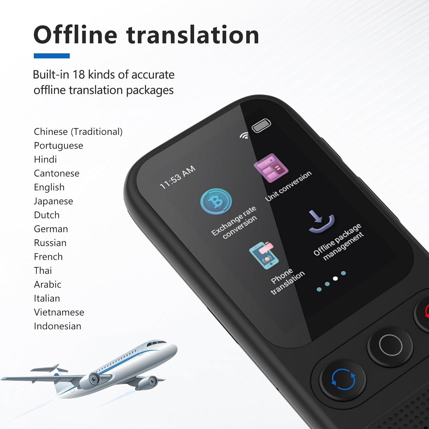 Language Translator Device, 138 Languages Supported, Instant Offline Language Translator Device, Voice Translator Offline, Portable Two-Way Real-Time Language Translator for Travel Business Learning