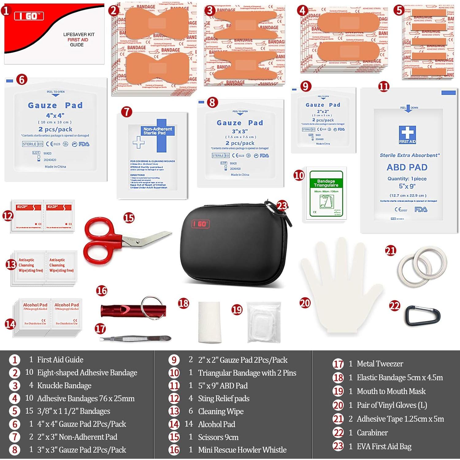 Kit de Primeros Auxilios I GO 85 Piezas Compacto Negro