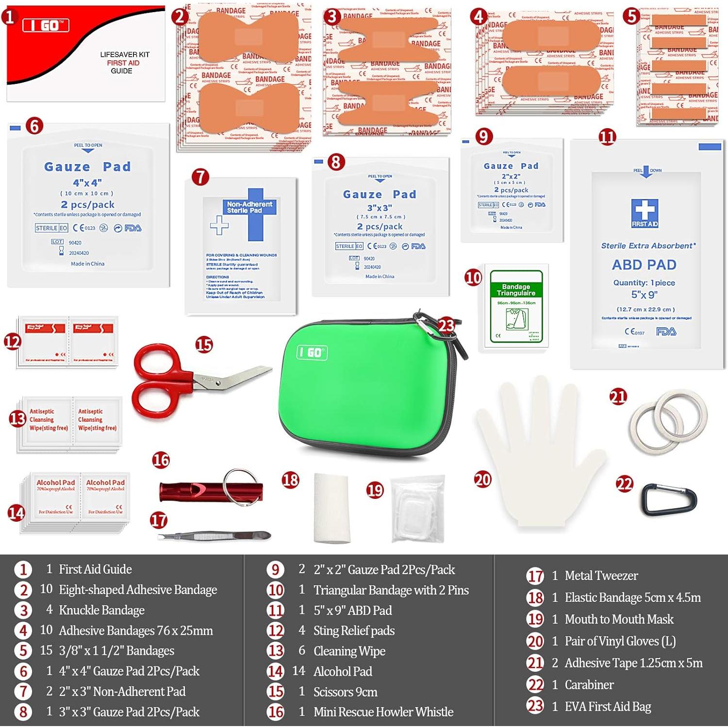 Kit de Primeros Auxilios I GO 85 Piezas Compacto Verde