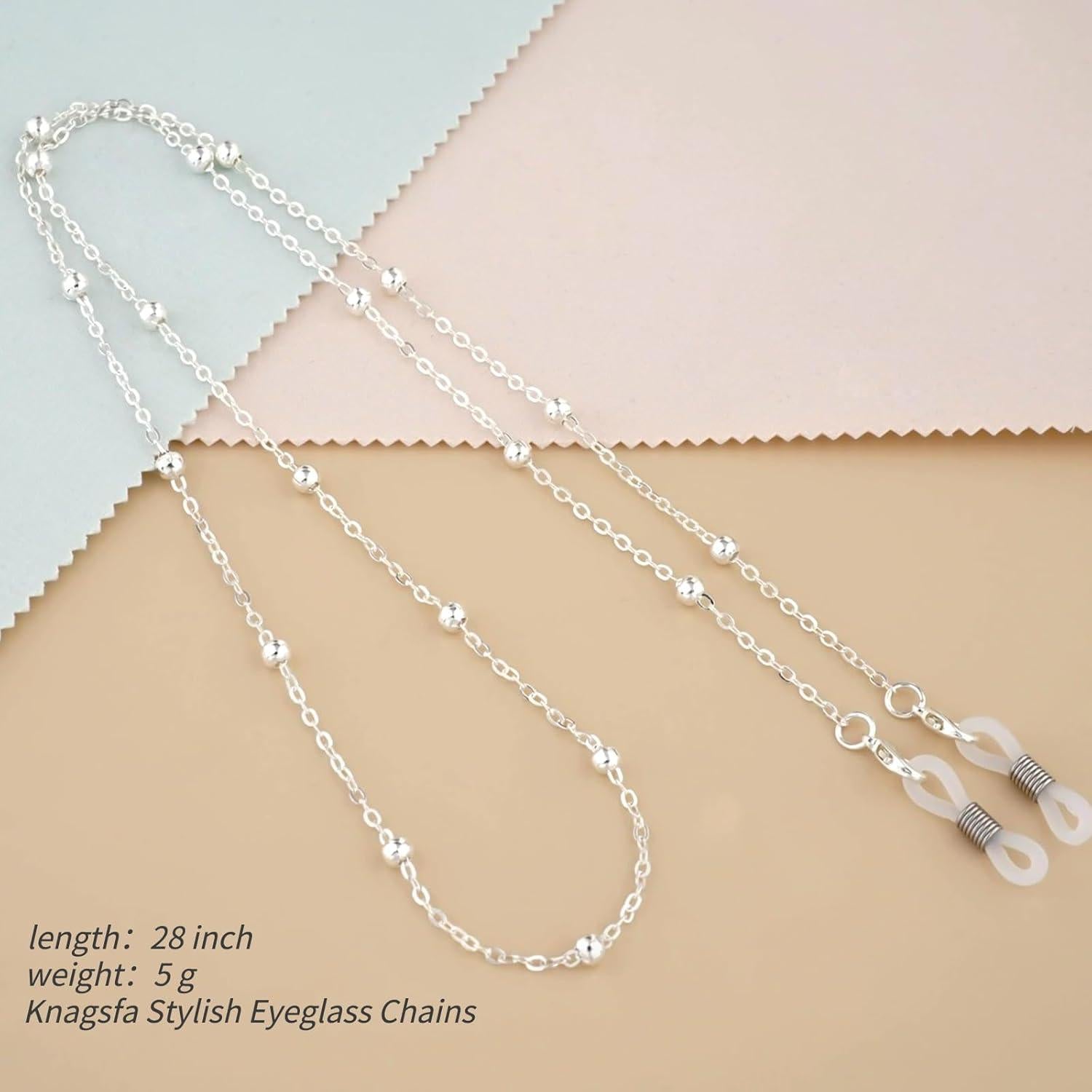 Cadena de Gafas de Sol Knagsfa Plata Brillante 71cm Mujeres