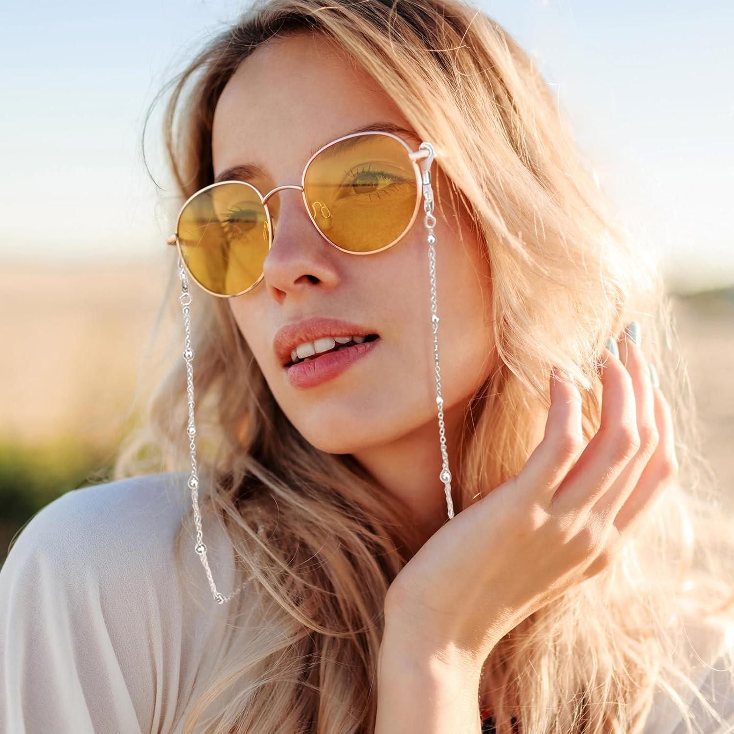 Cadena de Gafas de Sol Knagsfa Plata Brillante 71cm Mujeres