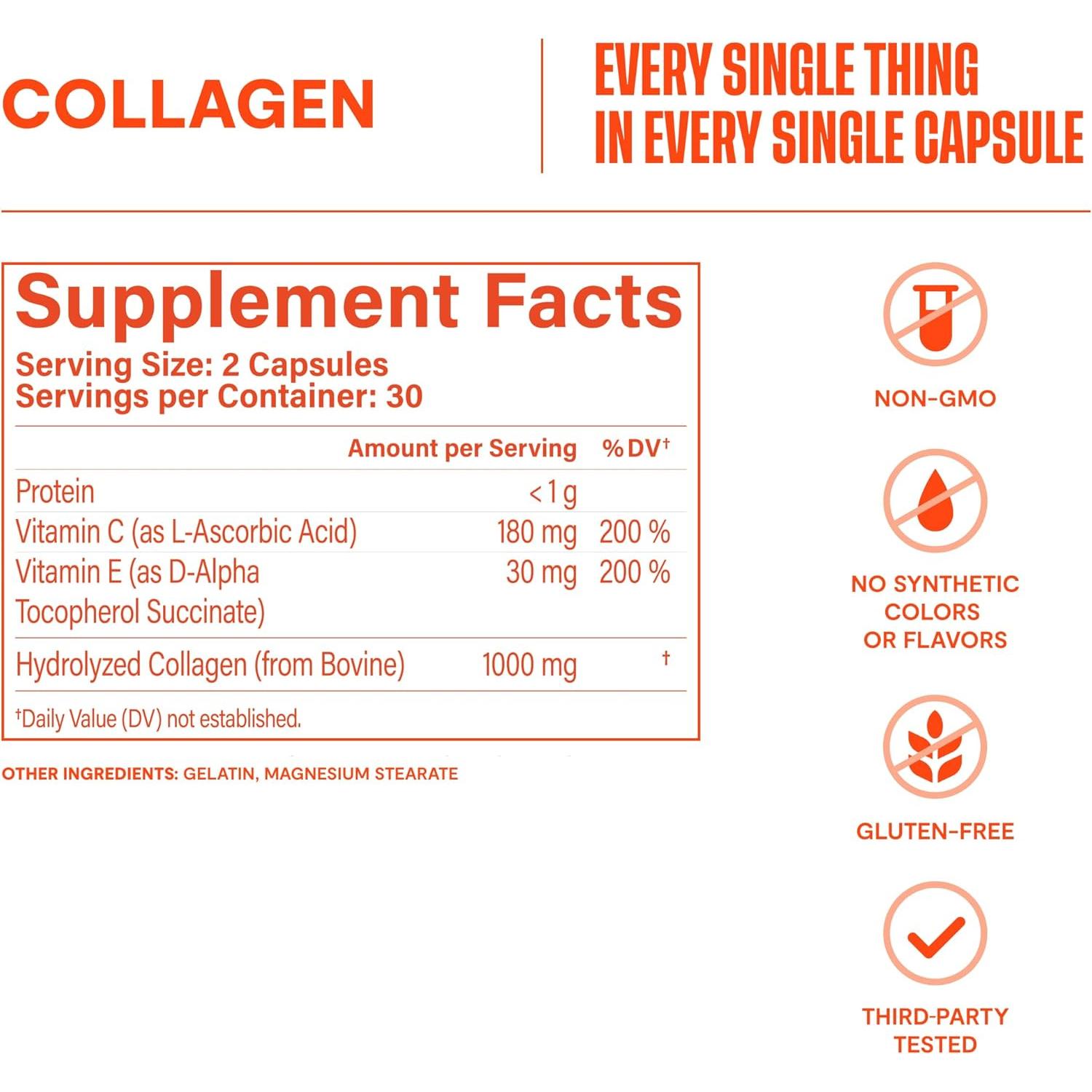 Suplemento de Colágeno Habit 60 Cápsulas 2000mg Vitamina C E