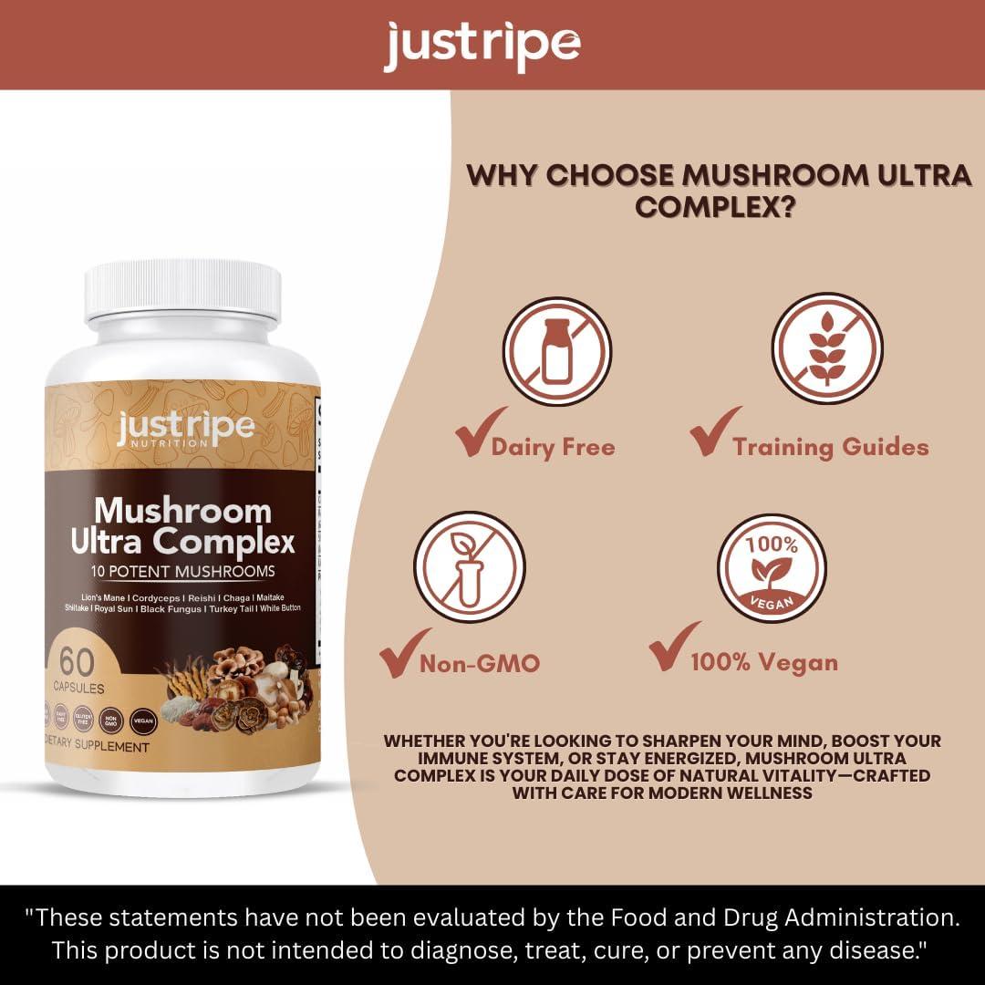 Complejo Ultra de Champiñones Just Ripe - 60 Cápsulas