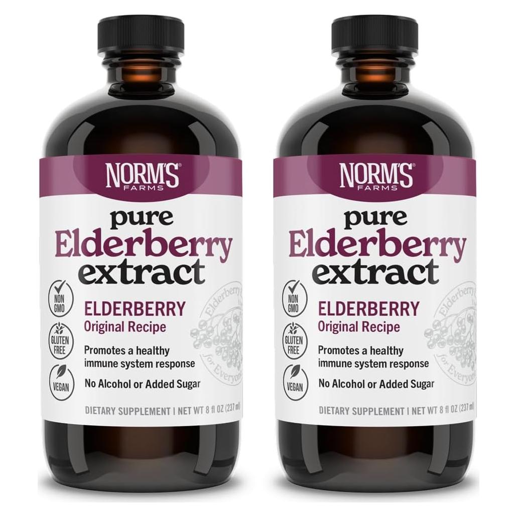 Extracto Puro de Saúco Norm's Farms 236.6 ml - Vegano, Sin Gluten