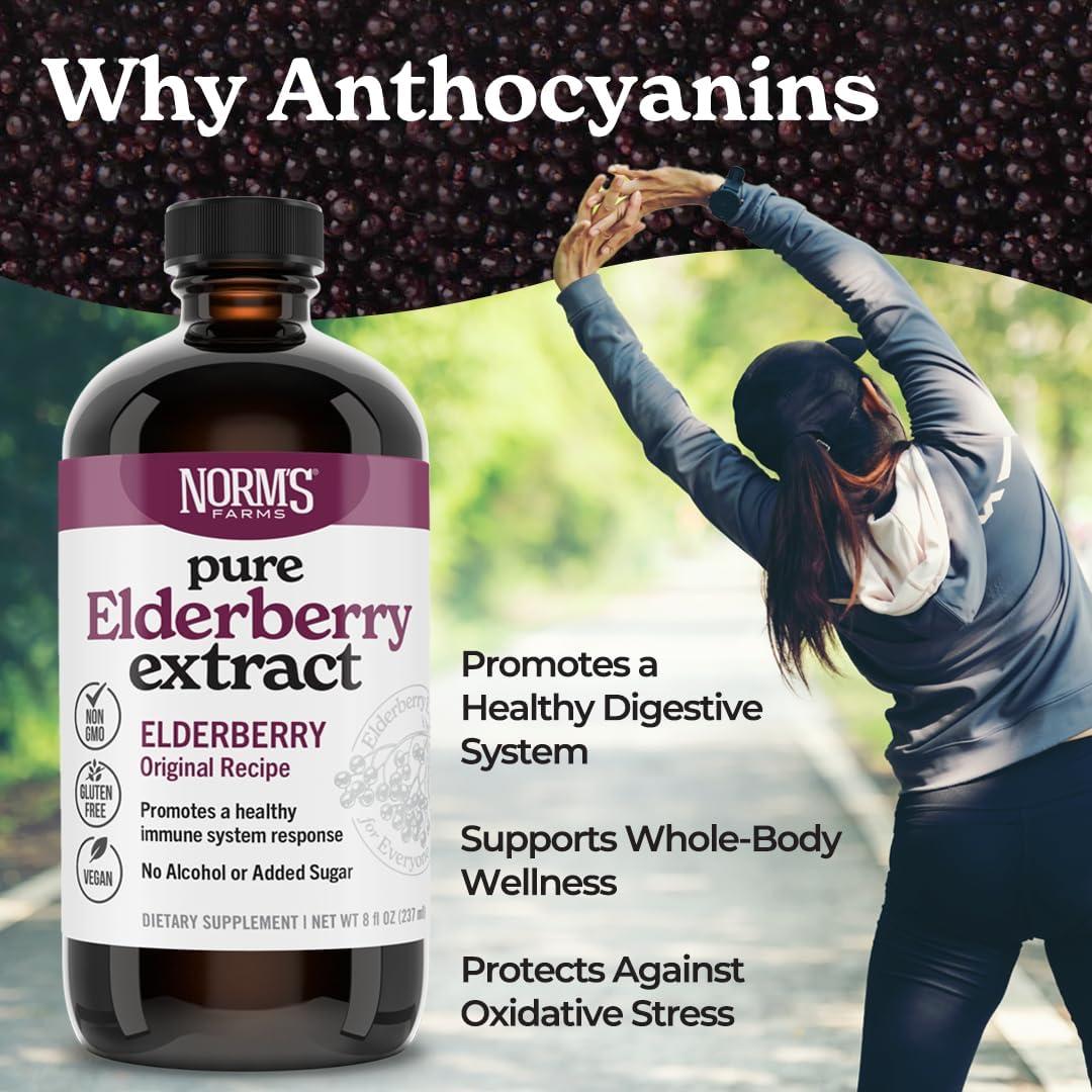 Extracto Puro de Saúco Norm's Farms 236.6 ml - Vegano, Sin Gluten