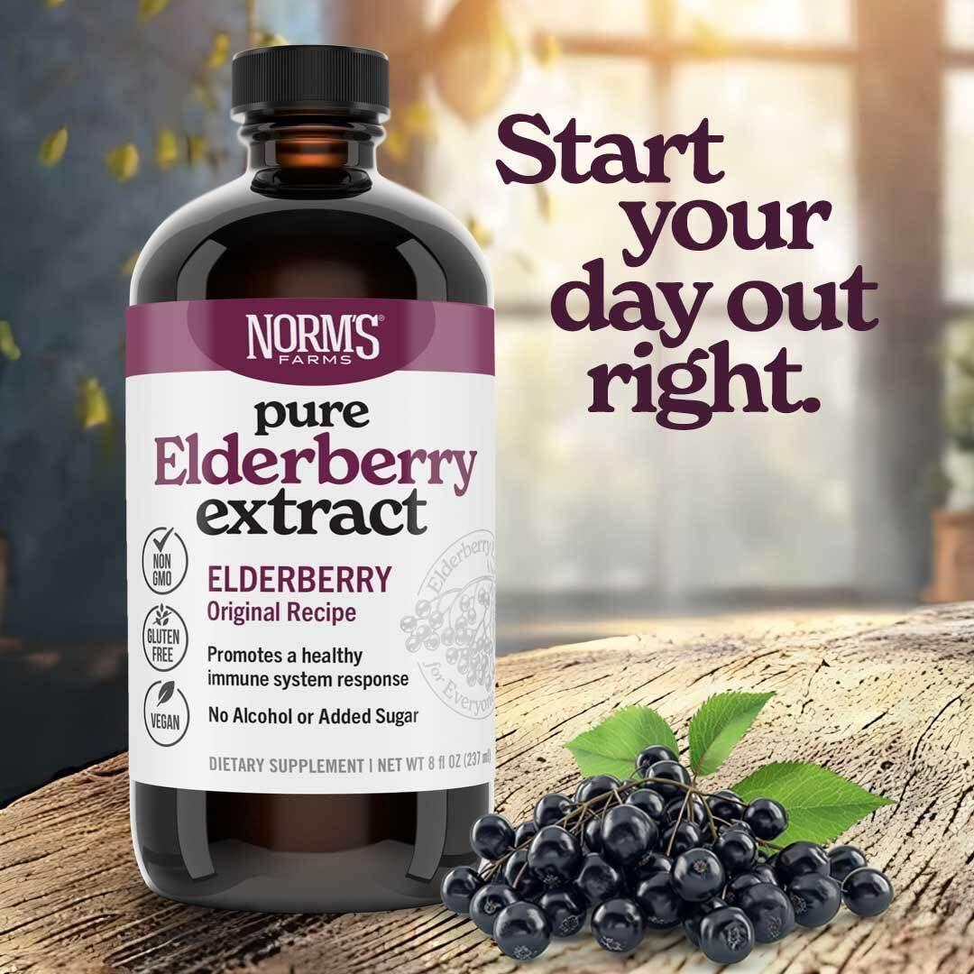 Extracto Puro de Saúco Norm's Farms 236.6 ml - Vegano, Sin Gluten